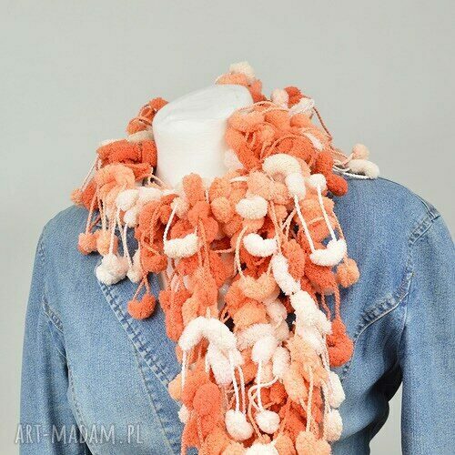 pom-pon scarf - pomarańczowy