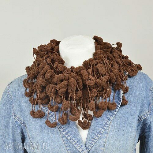 pom-pon scarf - czekolada