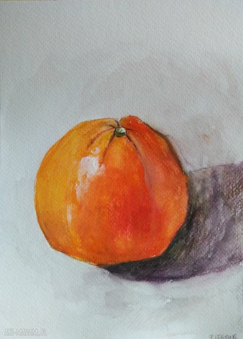 Pomarańcza - akwarela w technice mieszanej 18/24 cm