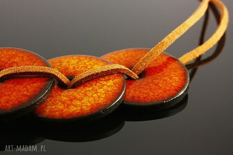 Pomarańczowy naszyjnik z ceramiki - hand-made