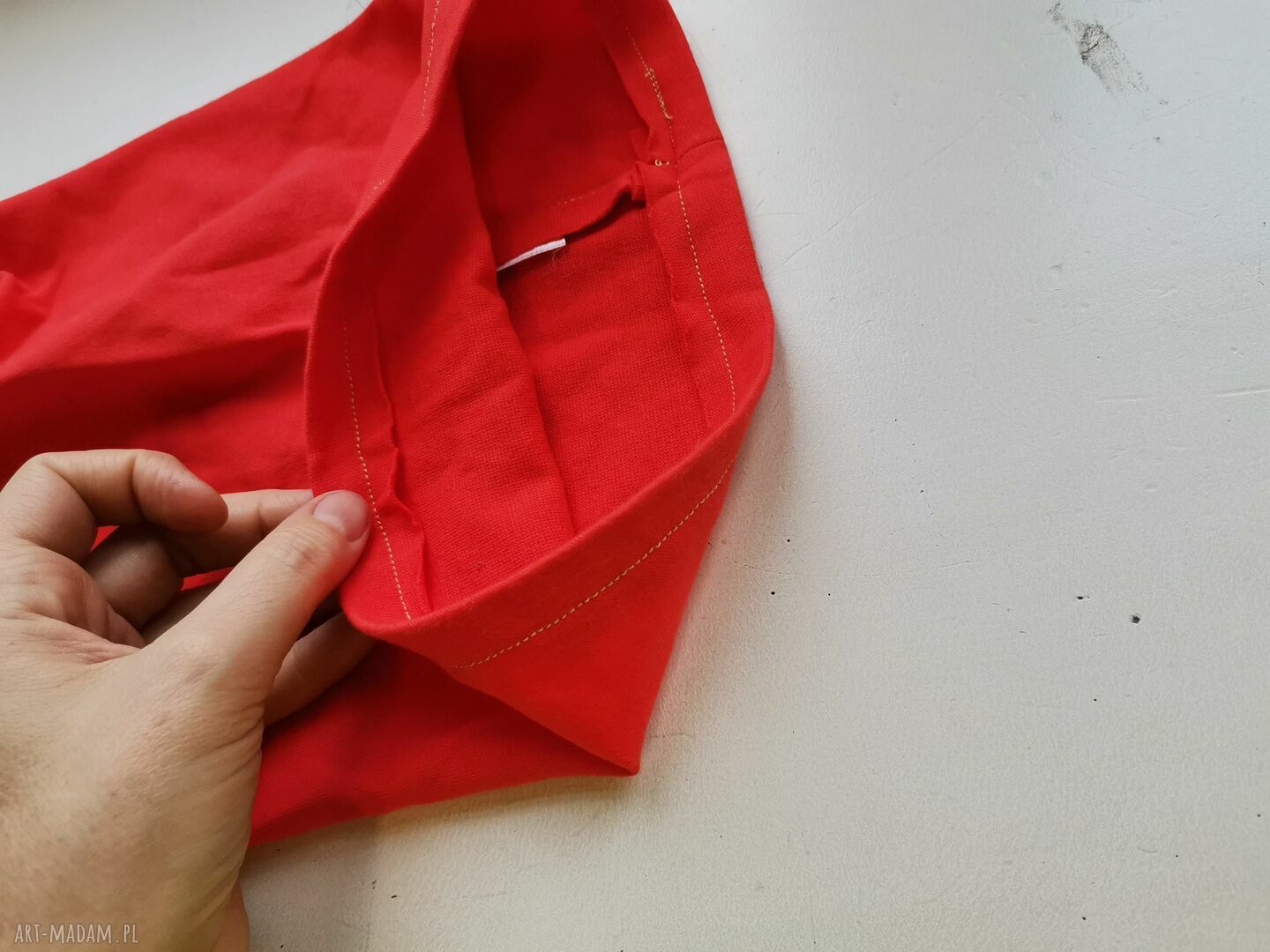 Czapka pomarańczowa etno bez podszewki (rozmiar uniwersalny)