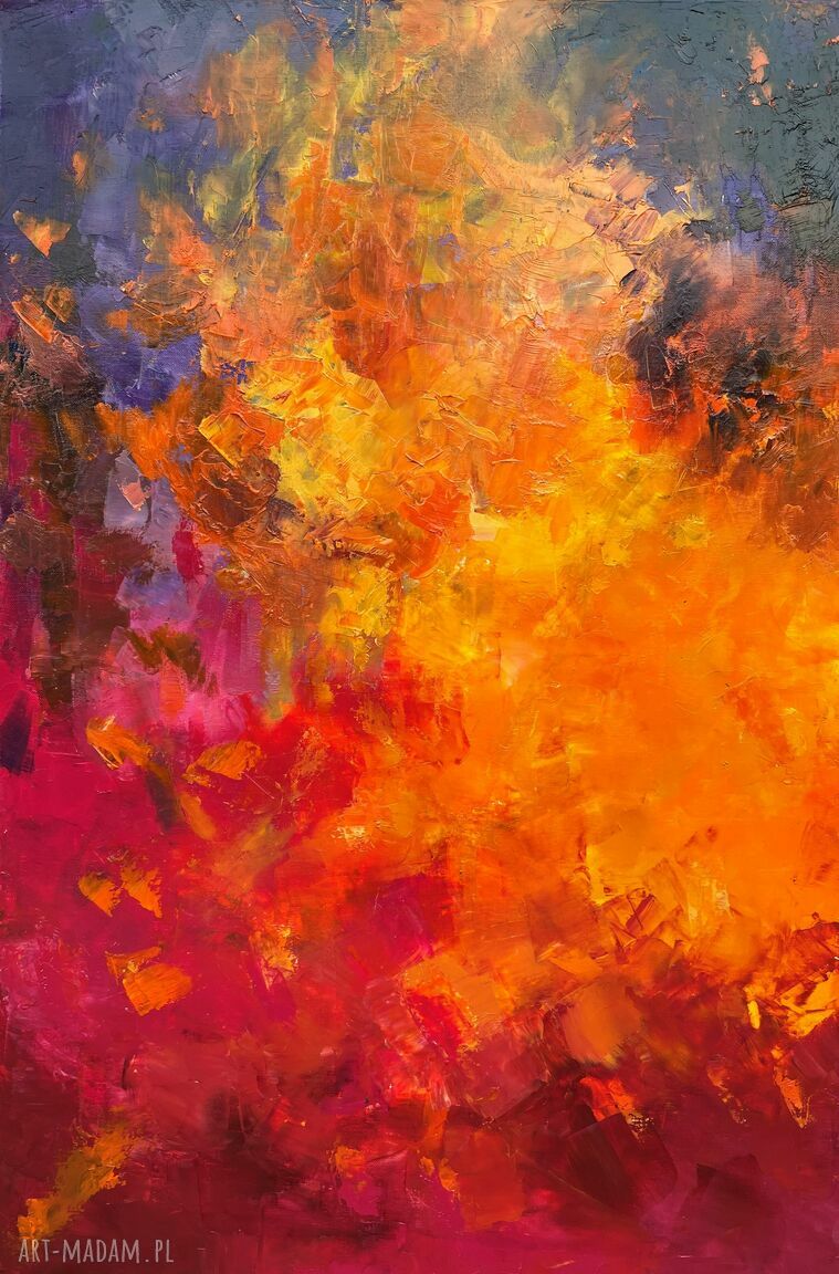 Abstrakcja „Pomarańczowe wibracje” - obraz olejny 80x60 cm
