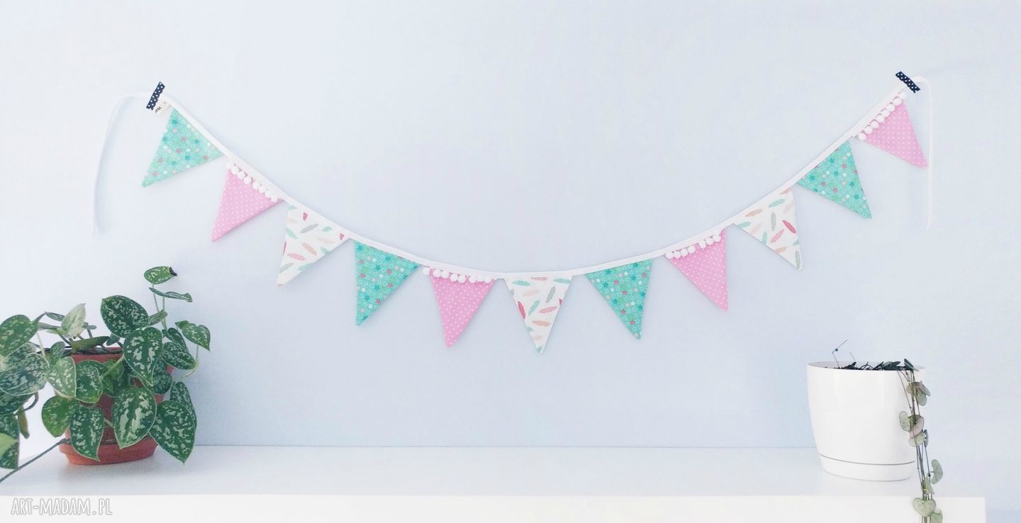 girlanda proporczyki pastelowe 160cm Handmade