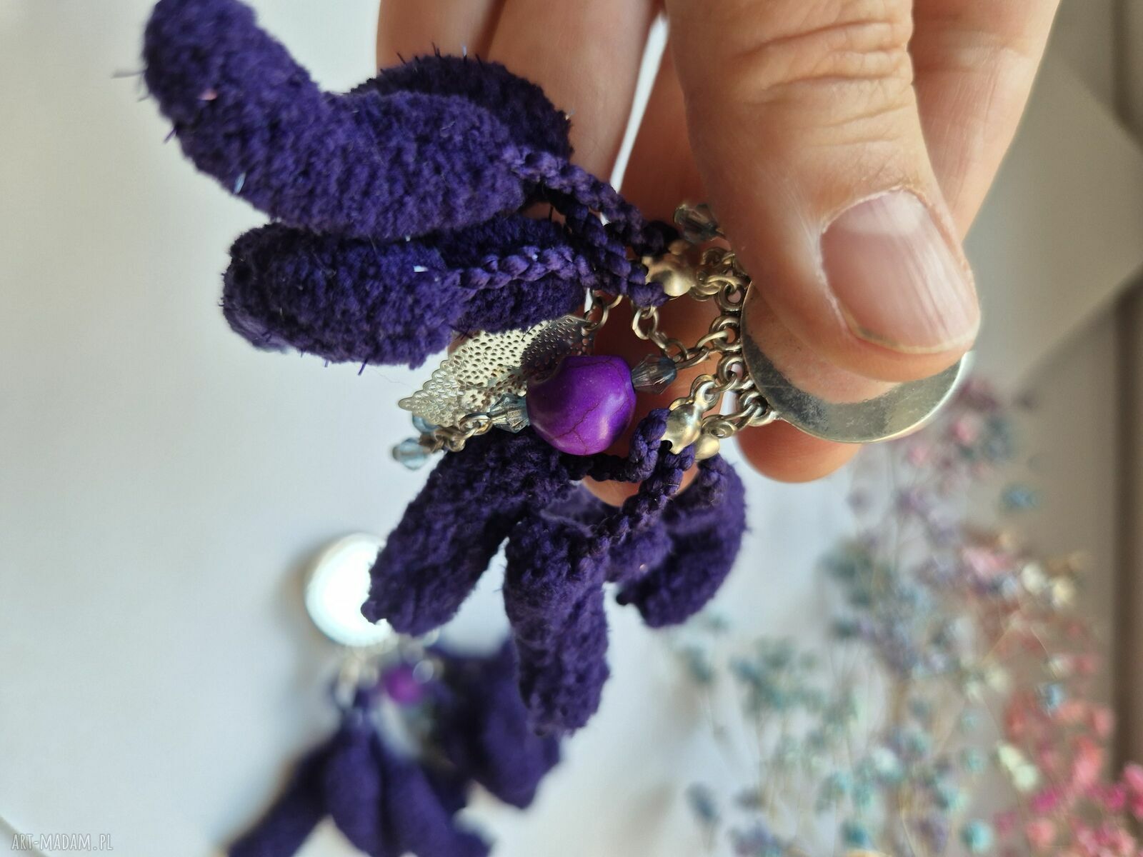 Klipsy pompony lekkie w stylu etno-folk - Box X1