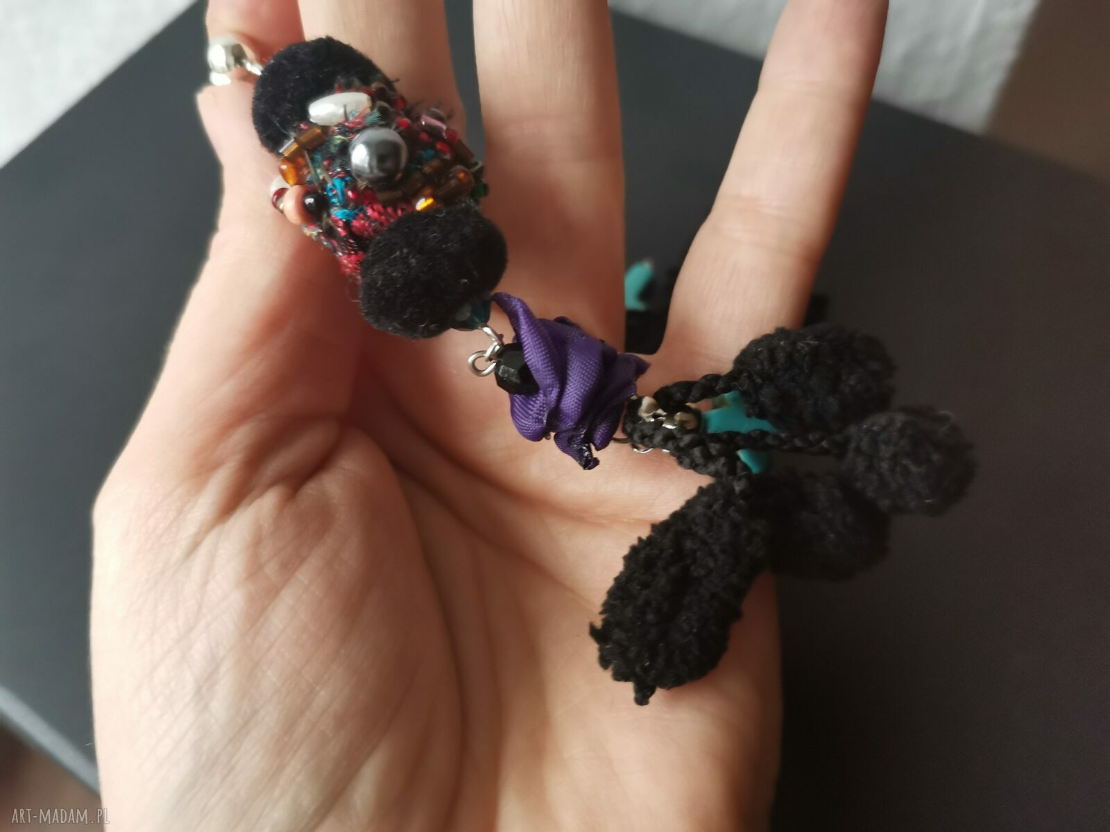 Klipsy pompony długie boho-kwiaty x1