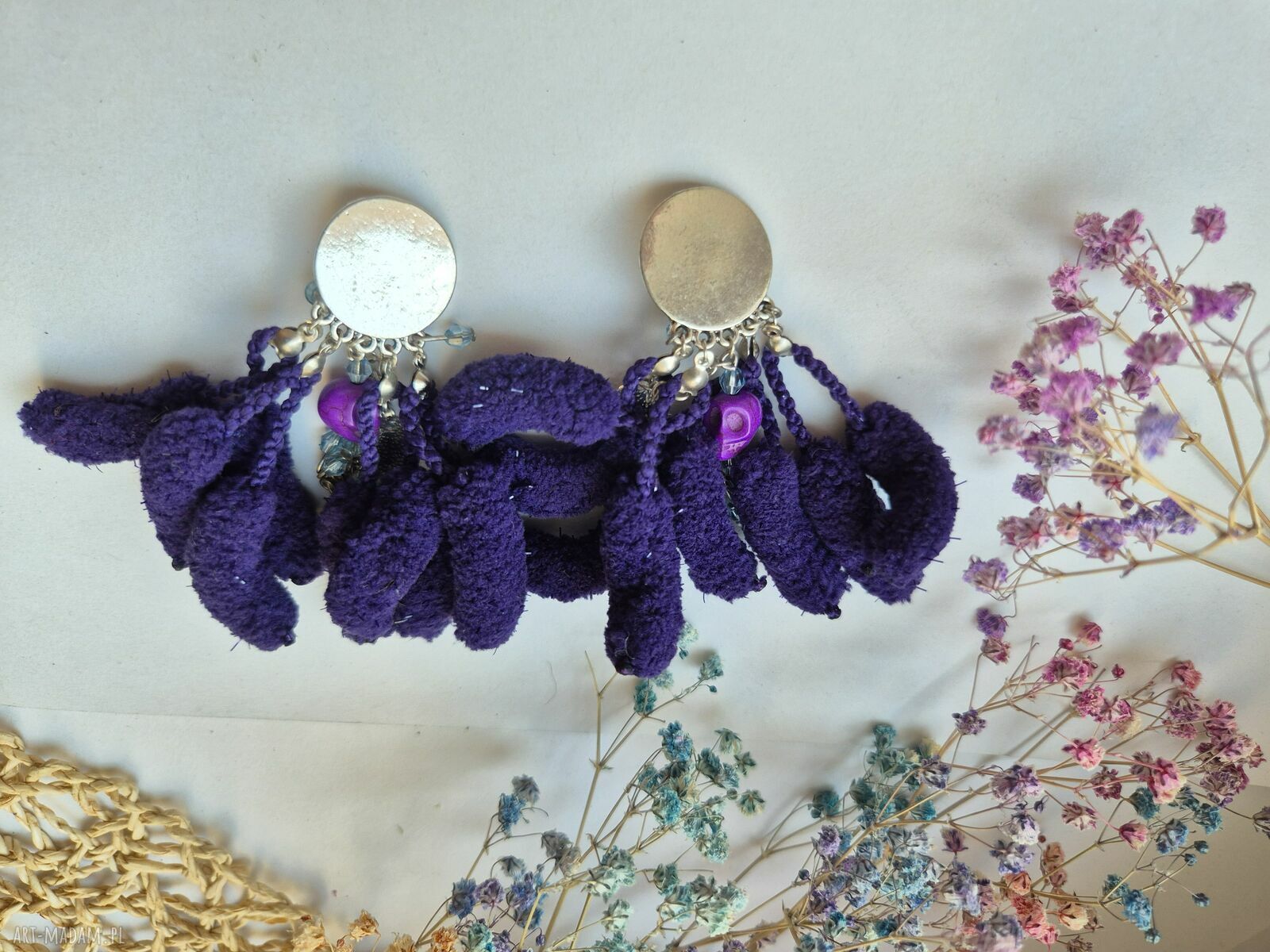 Klipsy pompony lekkie w stylu etno-folk - Box X1
