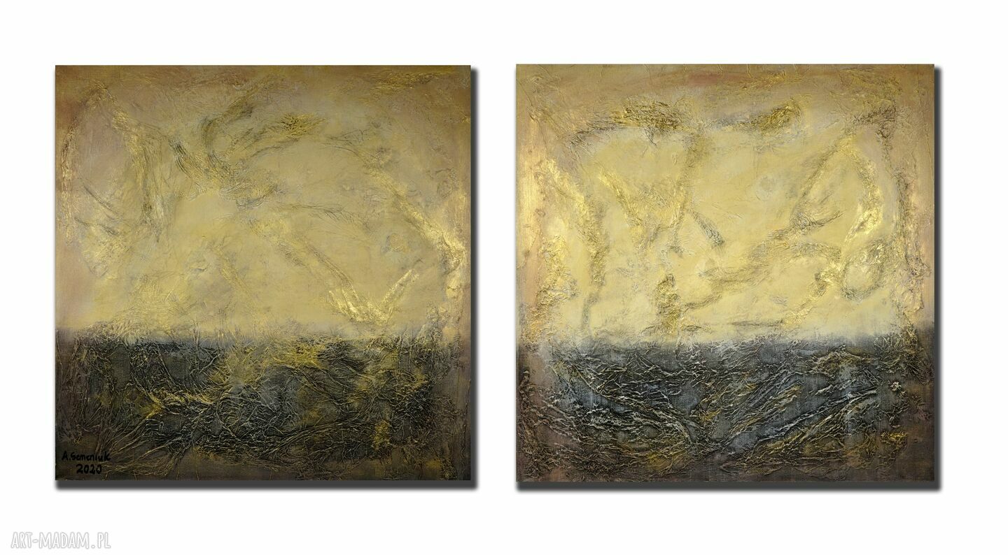 Pomroki 2 - abstrakcyjny obraz strukturalny 3D (2 x 60 x 60 cm)