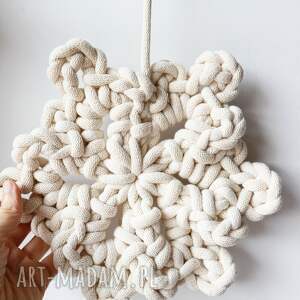 śnieżynka 25 cm z grubego bawełnianego sznurka pule - ozdoba świąteczna