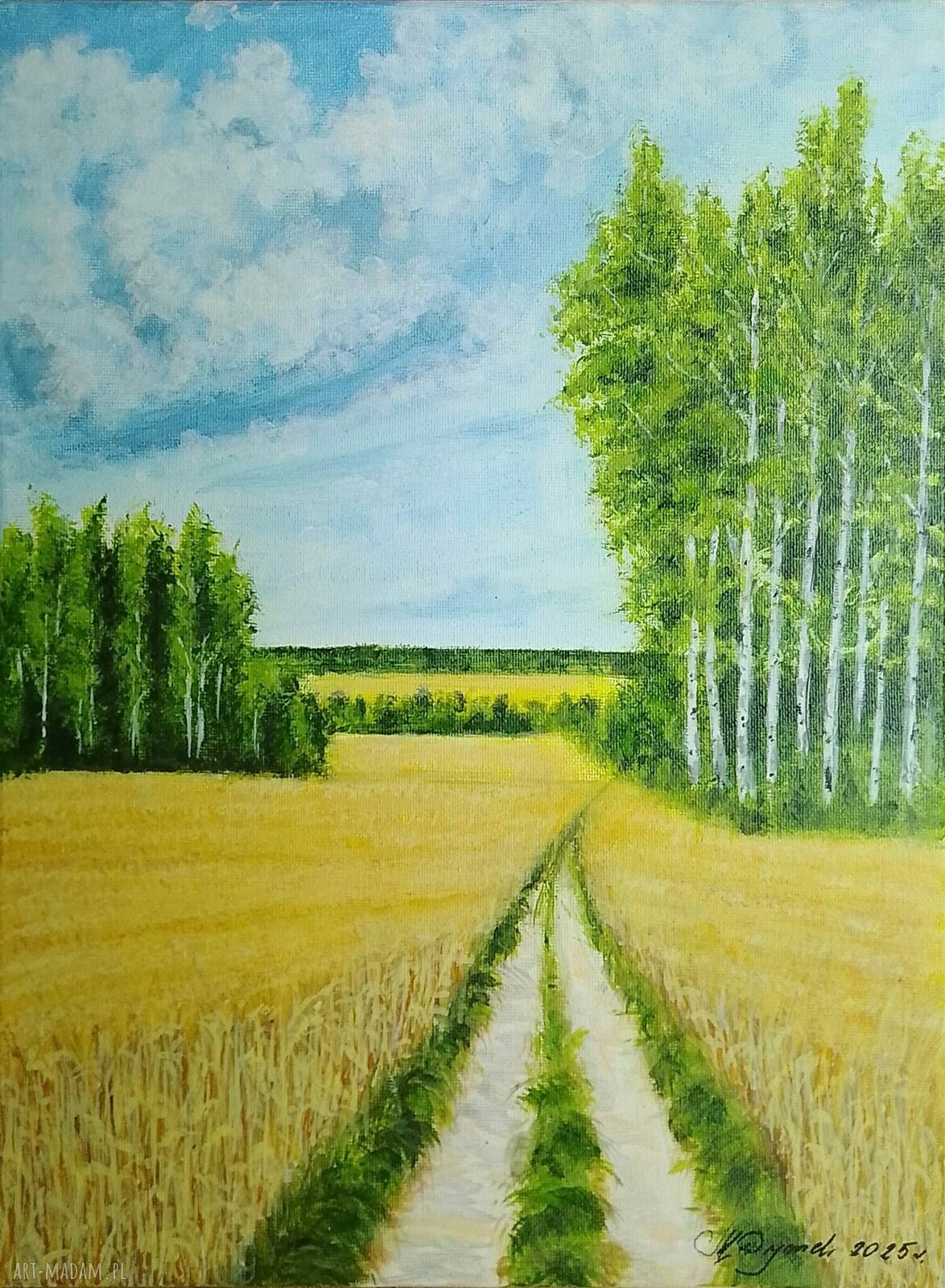 Akrylowy obraz polski las Natura w ramie sosnowej 40x30 cm z motywacyjnym mottem