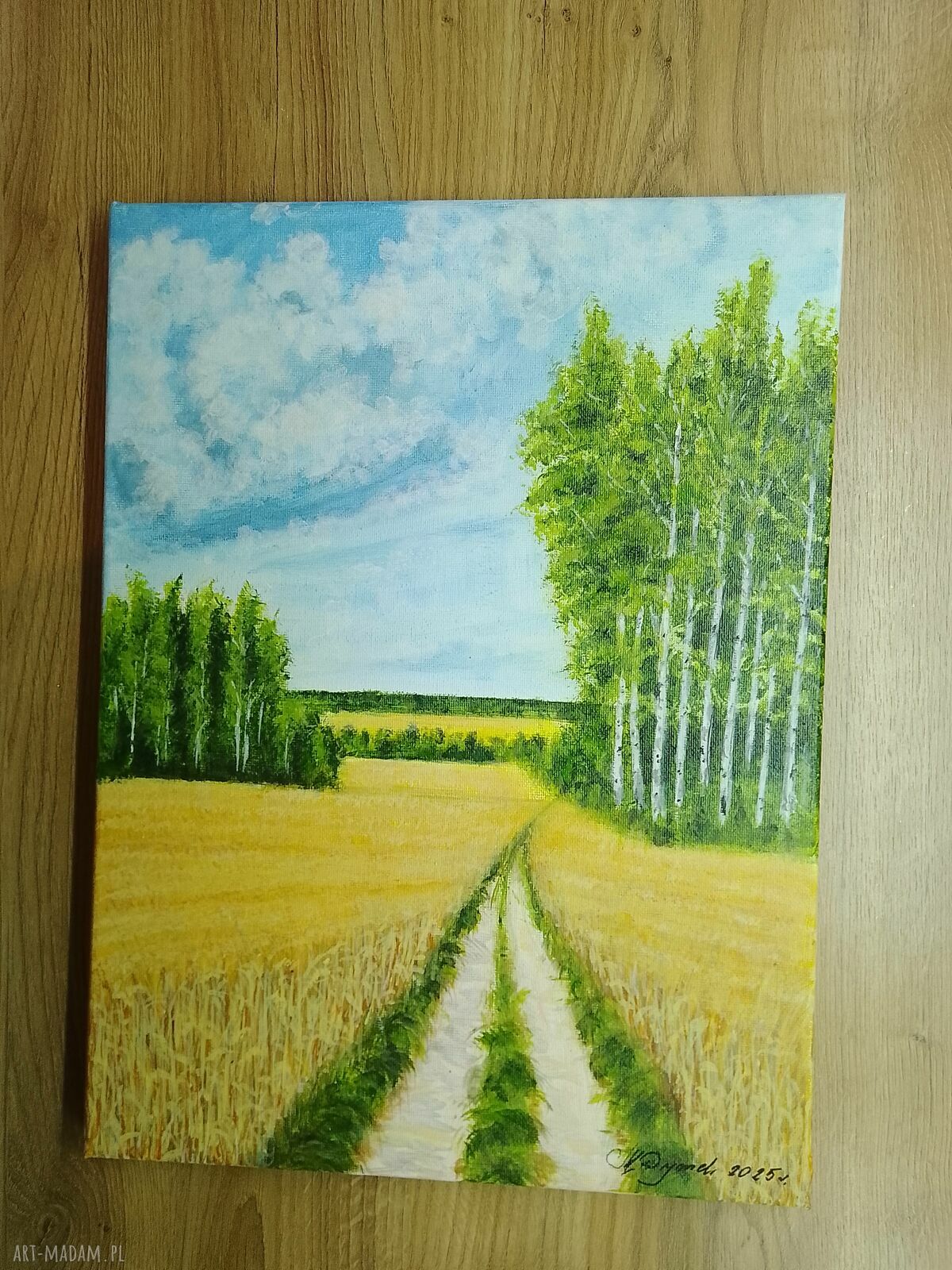 Akrylowy obraz polski las Natura w ramie sosnowej 40x30 cm z motywacyjnym mottem