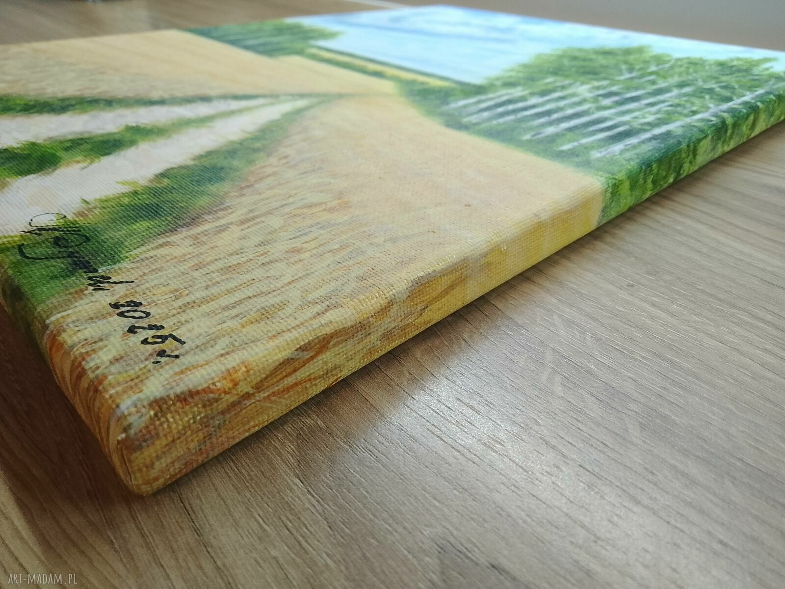 Akrylowy obraz polski las Natura w ramie sosnowej 40x30 cm z motywacyjnym mottem
