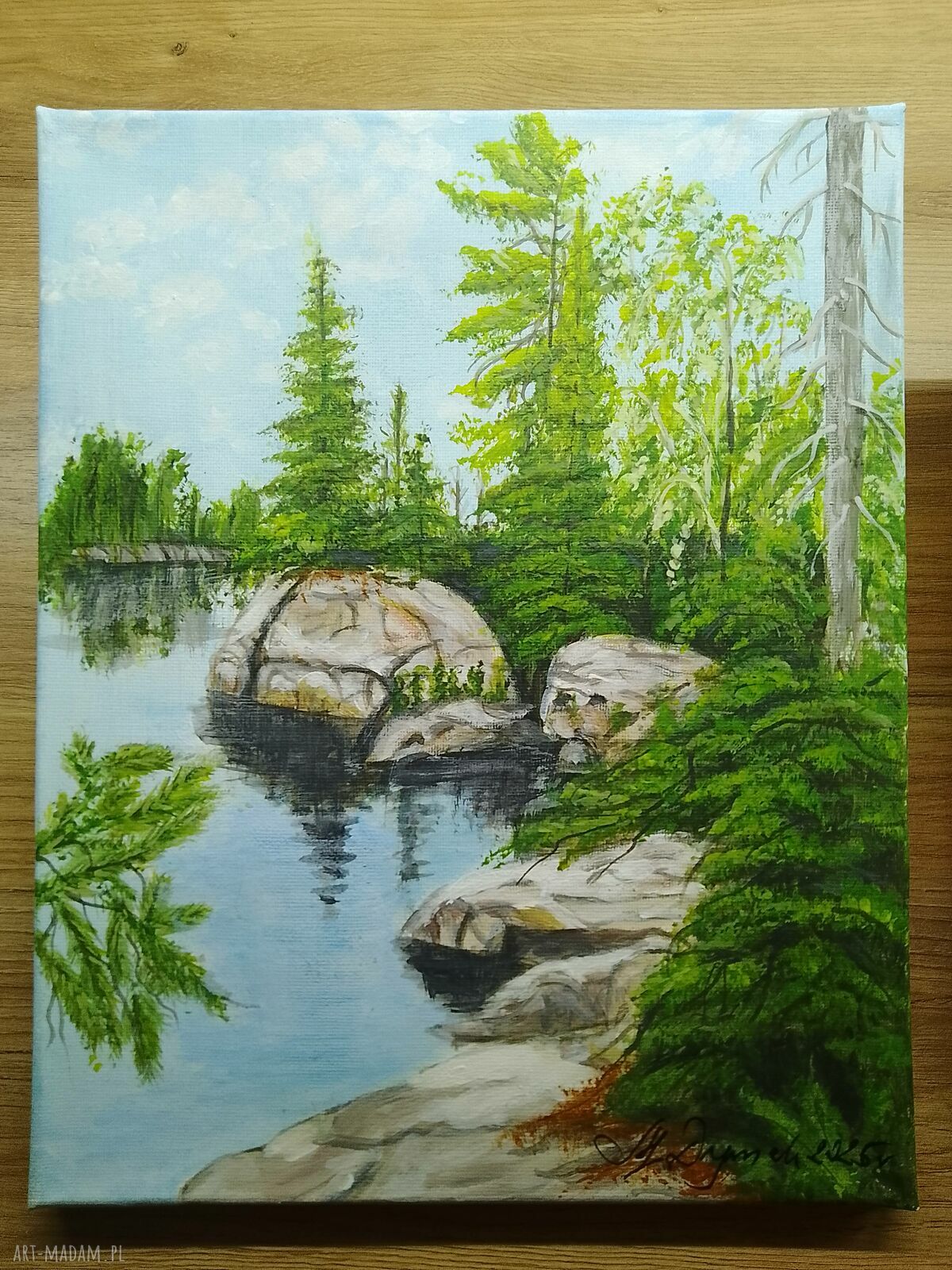 Dyptyk „Górski spokój” - ręcznie malowany pejzaż akrylowy 2x30x24 cm