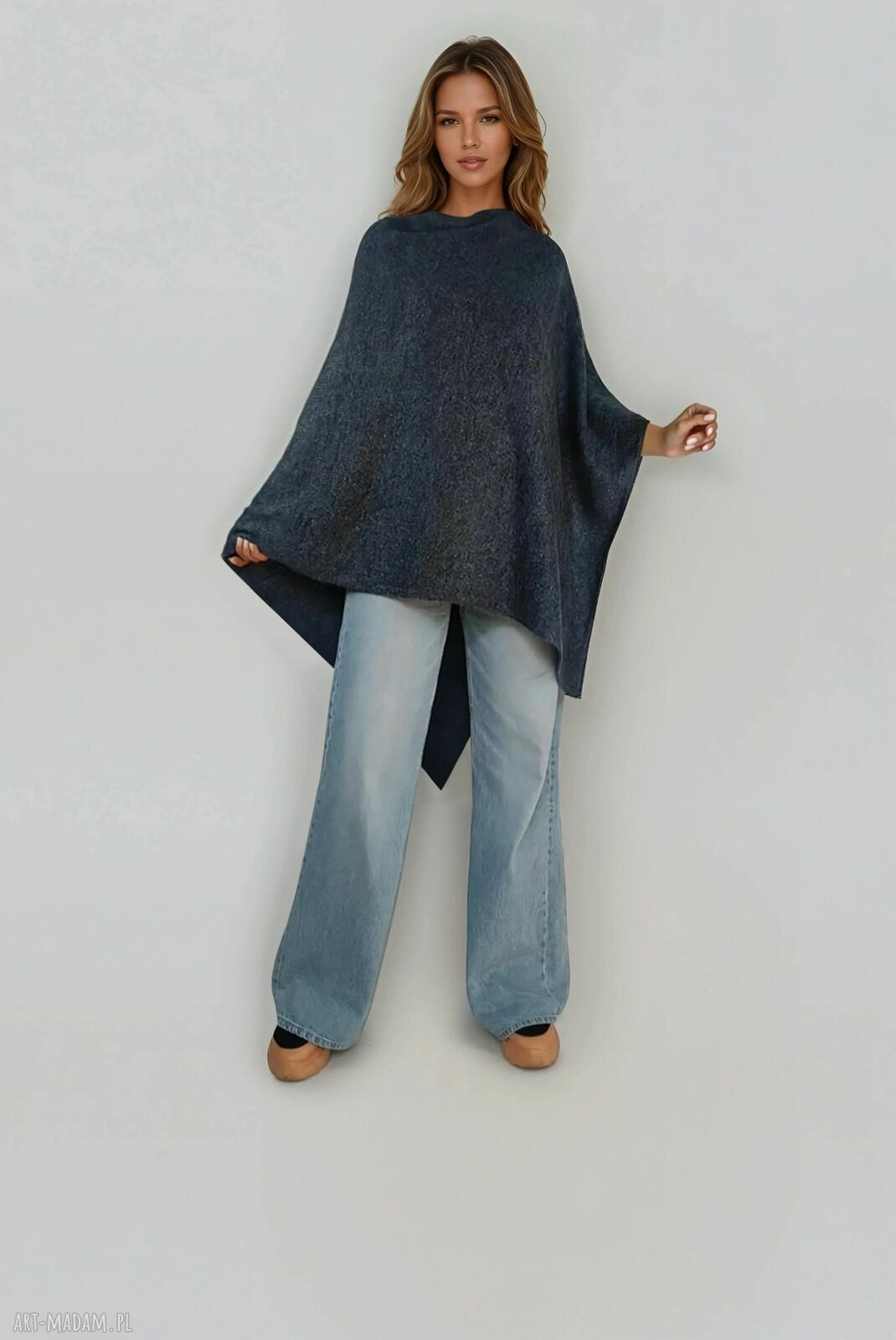 Ponczo damskie Modi Bella - elegancki otulacz klasyczne ponczo oversize