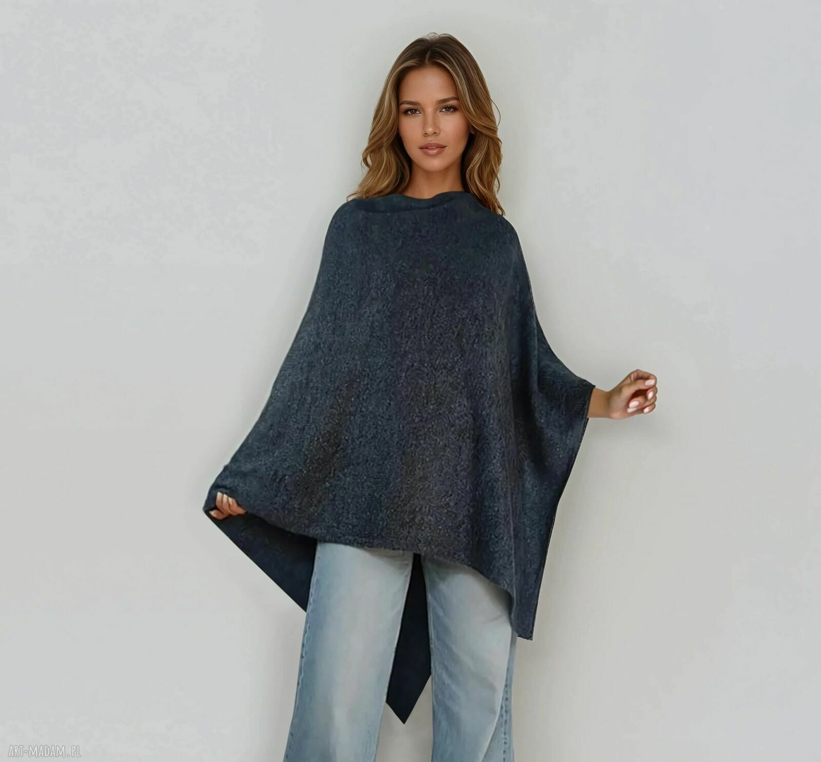 Ponczo damskie Modi Bella - elegancki otulacz klasyczne ponczo oversize