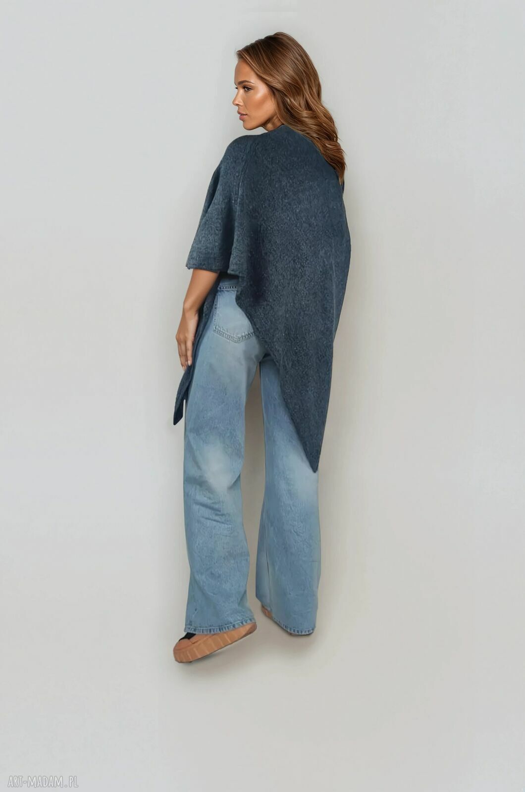 Ponczo damskie Modi Bella - elegancki otulacz klasyczne ponczo oversize