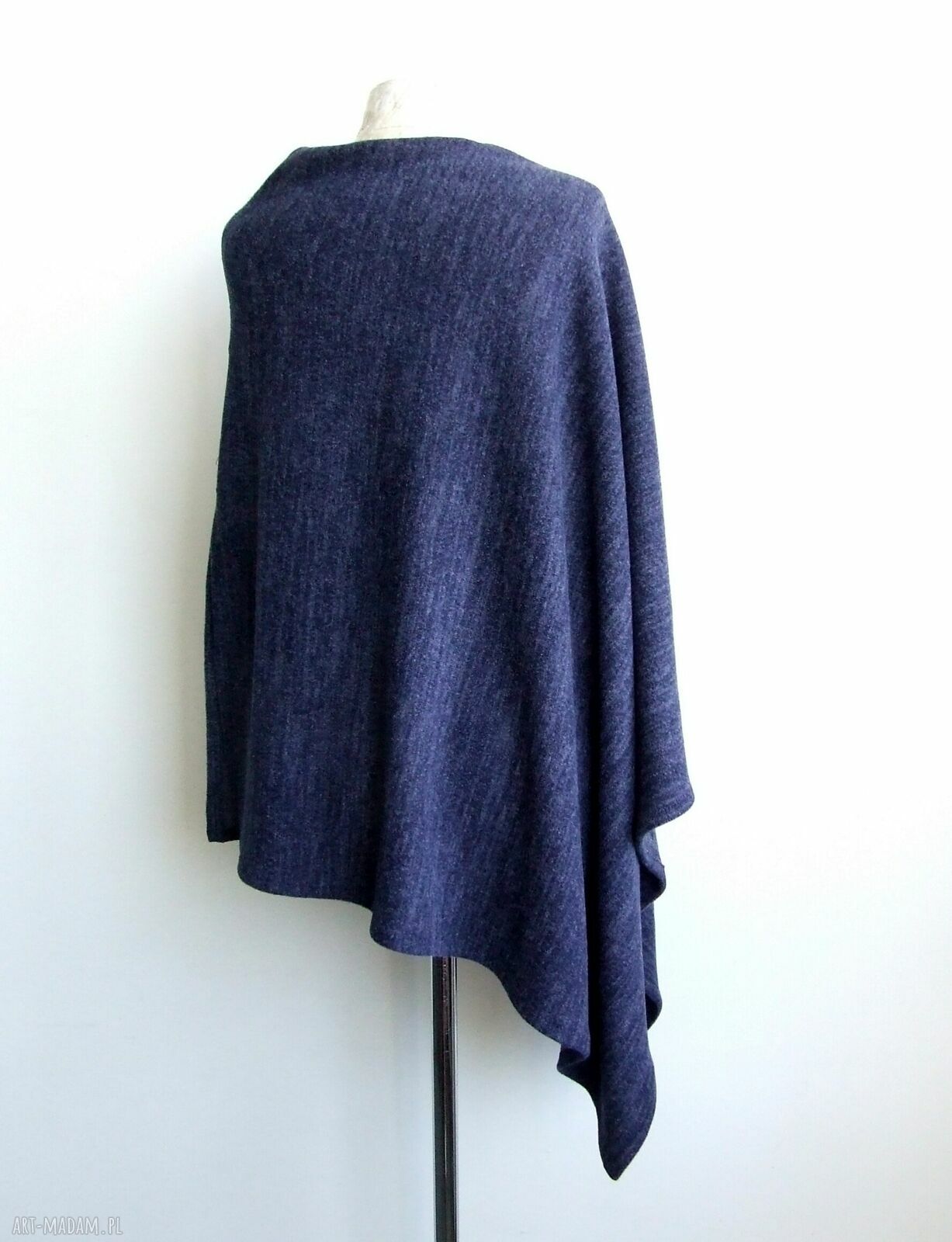 Ponczo damskie one size w kwiaty filcowane na sucho - grafit i wrzos