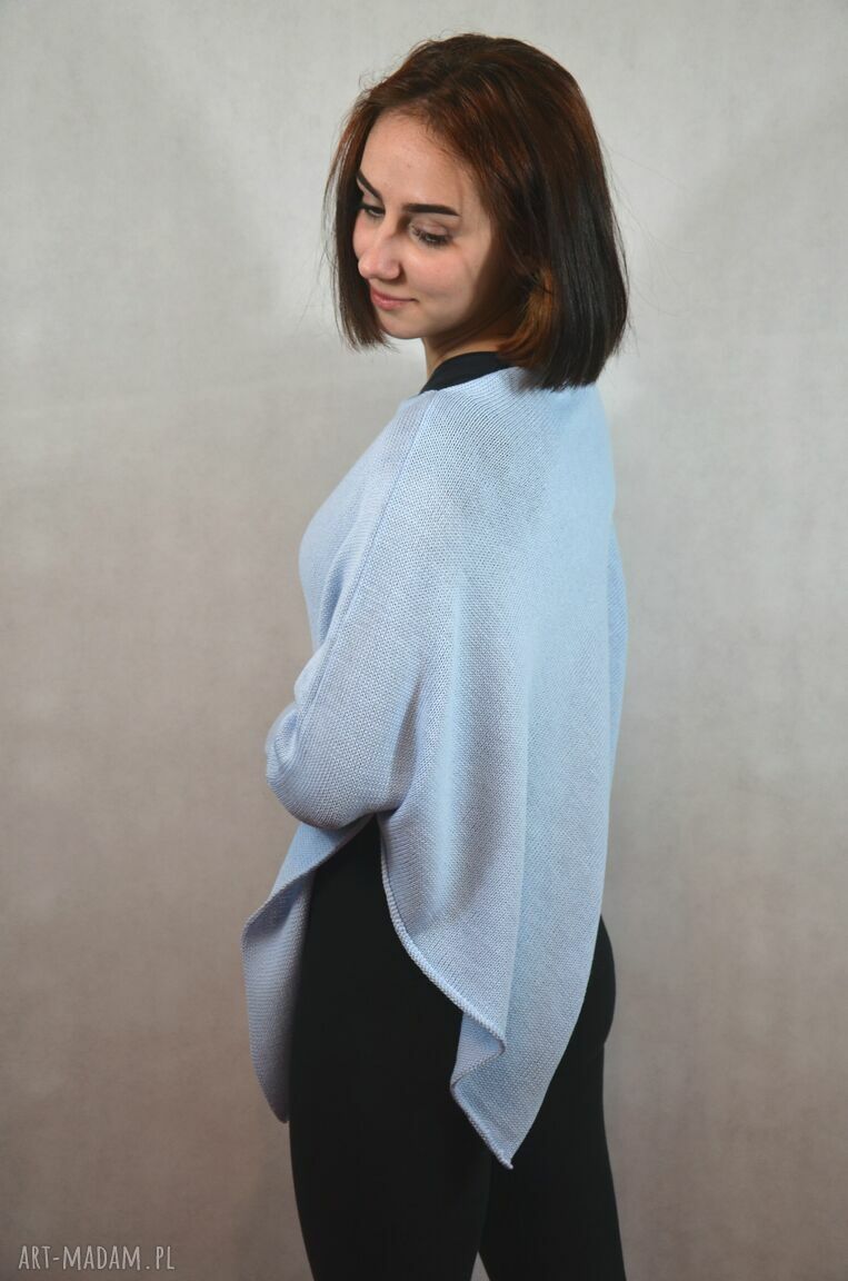 Ponczo z rękawkami - dzianinowa bluzka oversize Hermina