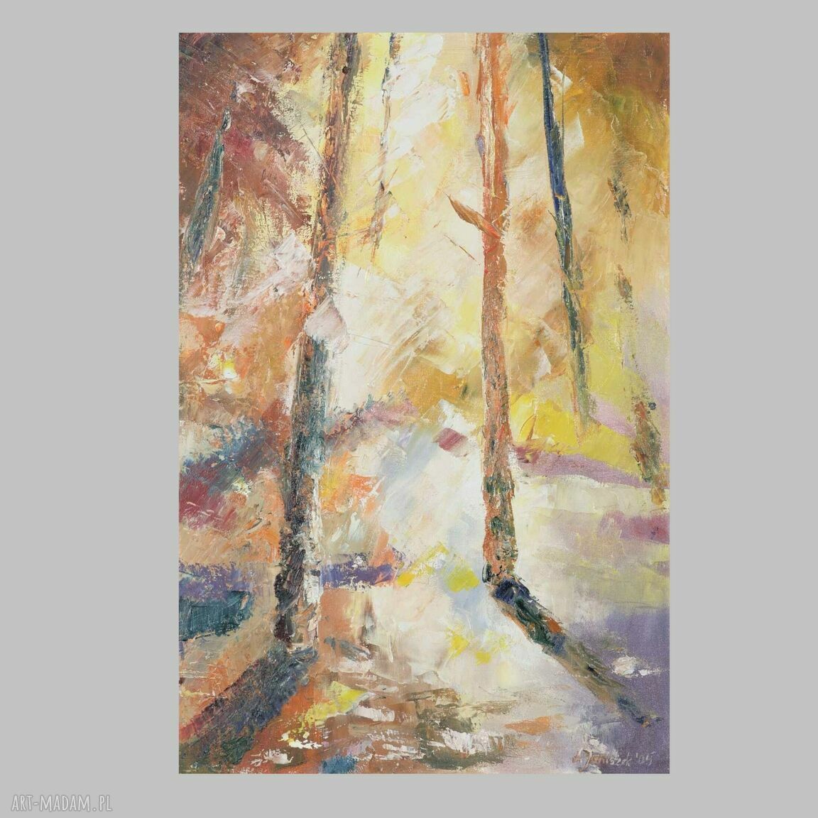 „Popołudnie w lesie” - obraz olejny ręcznie malowany 60 x 40 cm