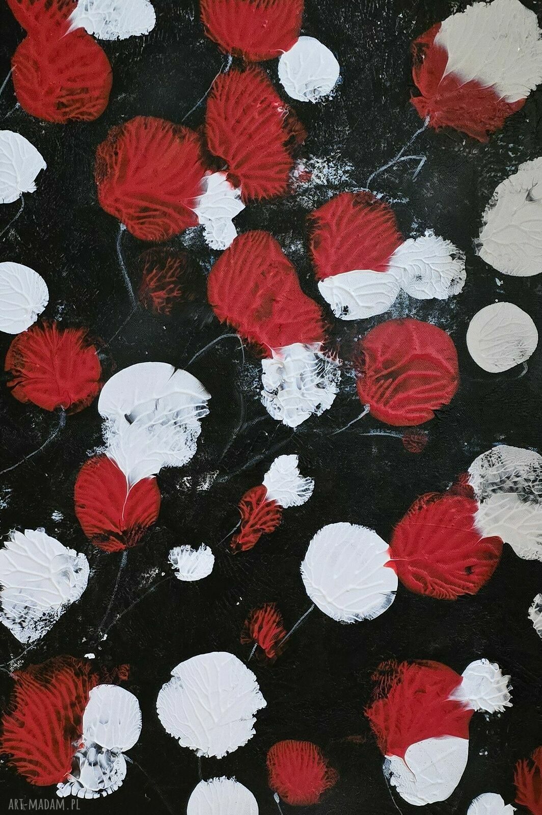 Ręcznie malowane maki 3 - akrylowy obraz krajobrazowy i abstrakcyjny na płótnie 70x50 cm