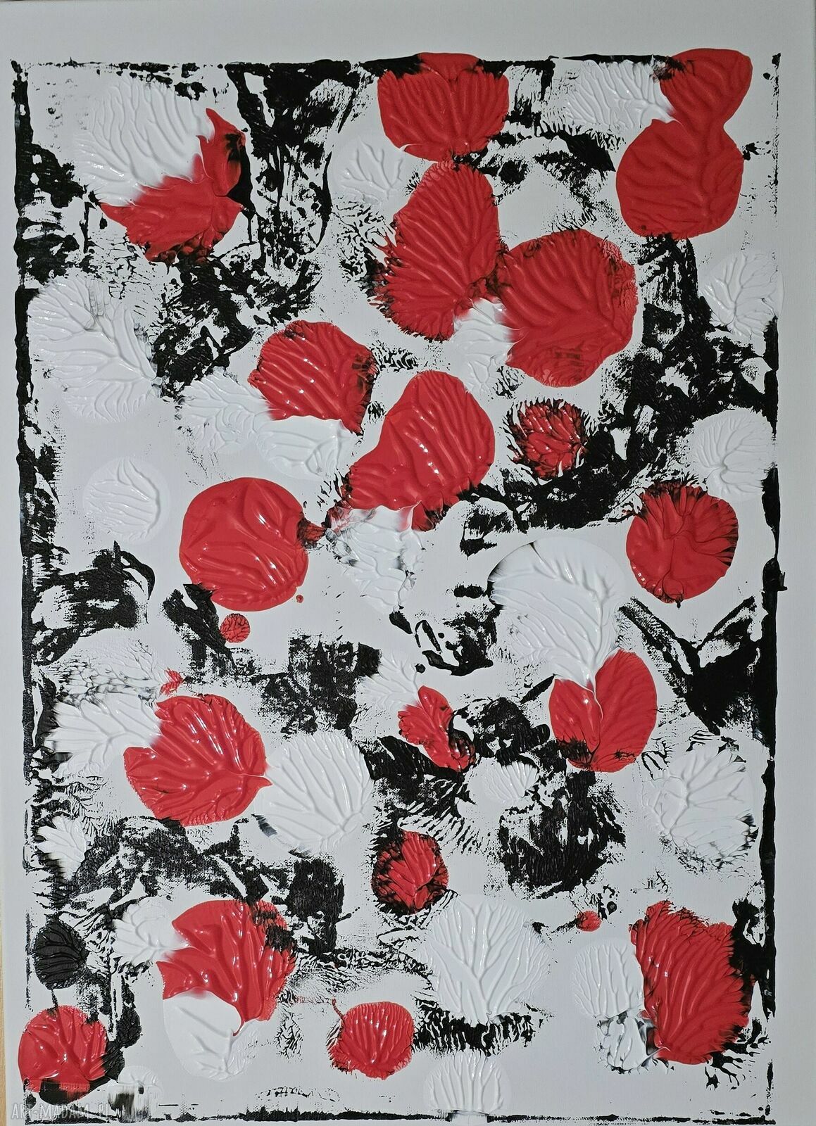 Czarno-biały obraz maki na płótnie 75x55x1 cm