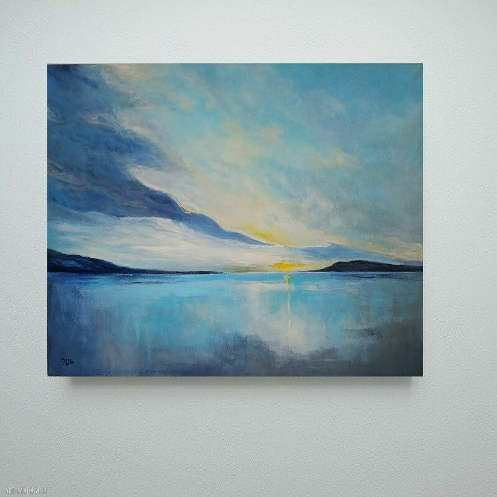 Poranek nad morzem - ręcznie malowany obraz akrylowy 50x60 cm, gotowy do powieszenia