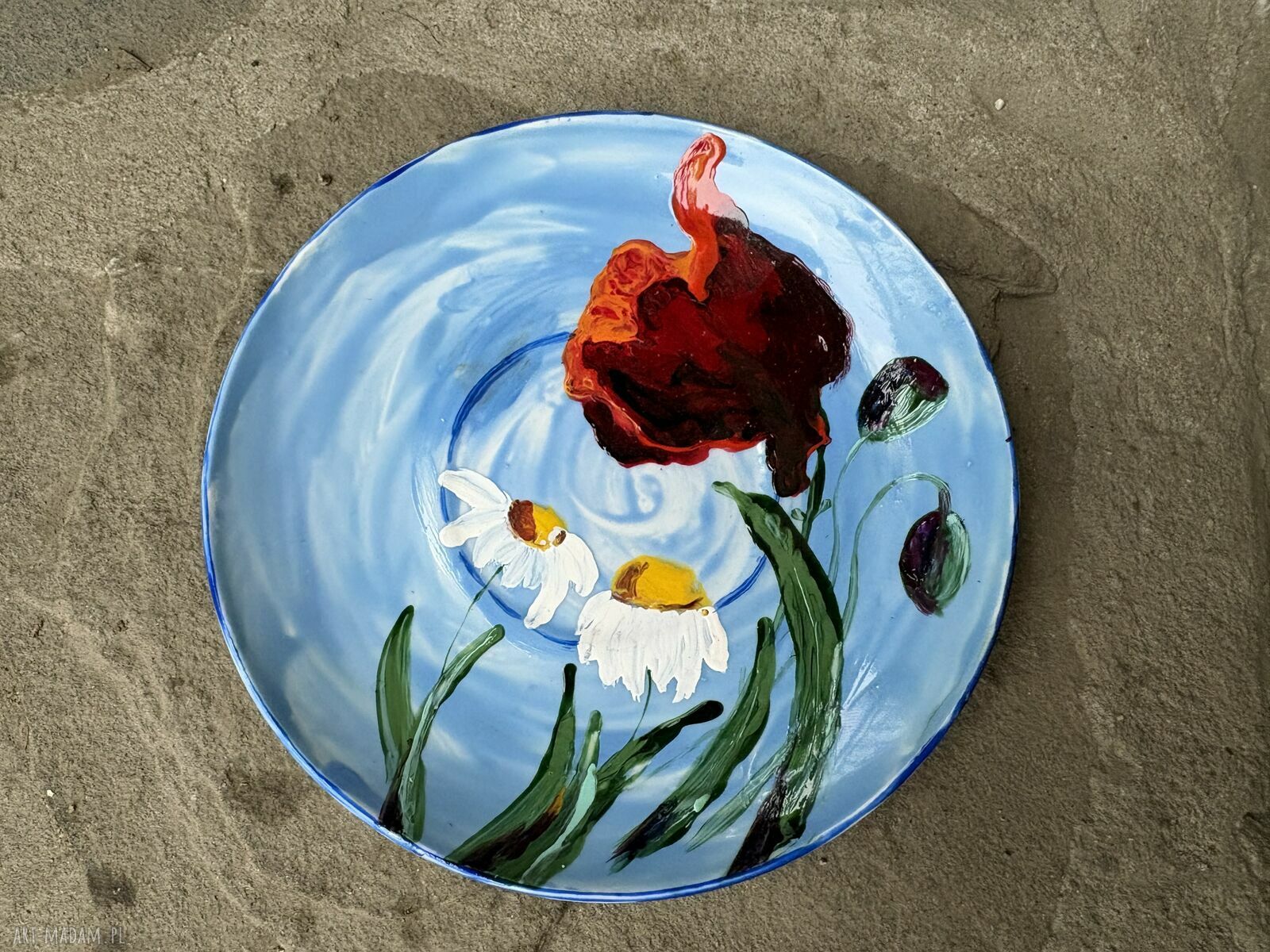 Porcelanowa filiżanka ręcznie malowana Łąka i chmury (250 ml)