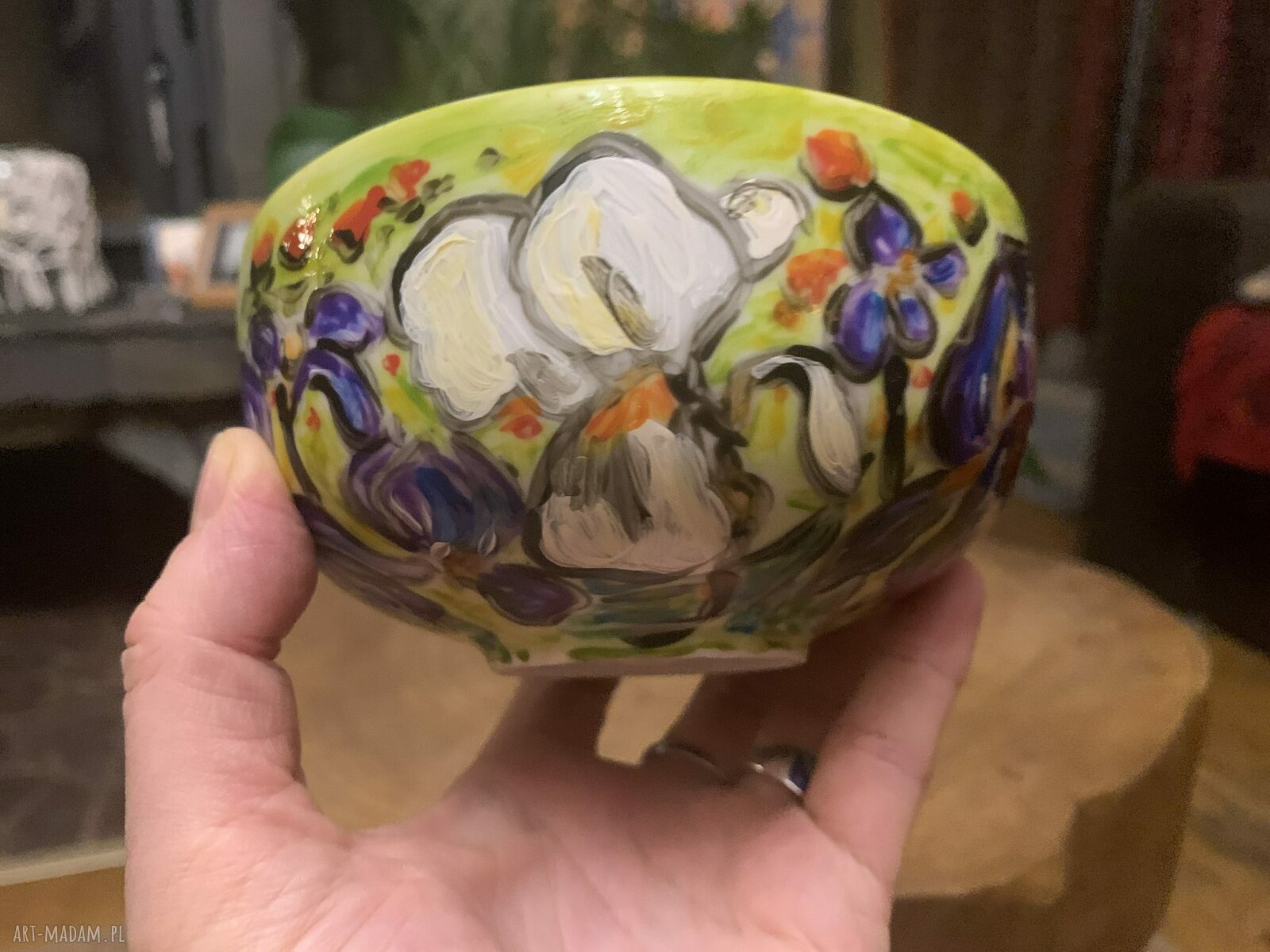 Porcelanowa miseczka z ręcznie malowanymi Irysami - na musli i śniadania