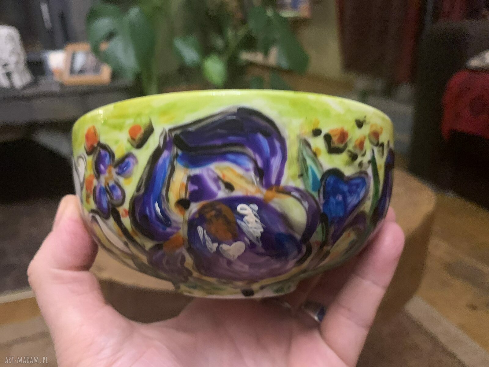 Porcelanowa miseczka z ręcznie malowanymi Irysami - na musli i śniadania