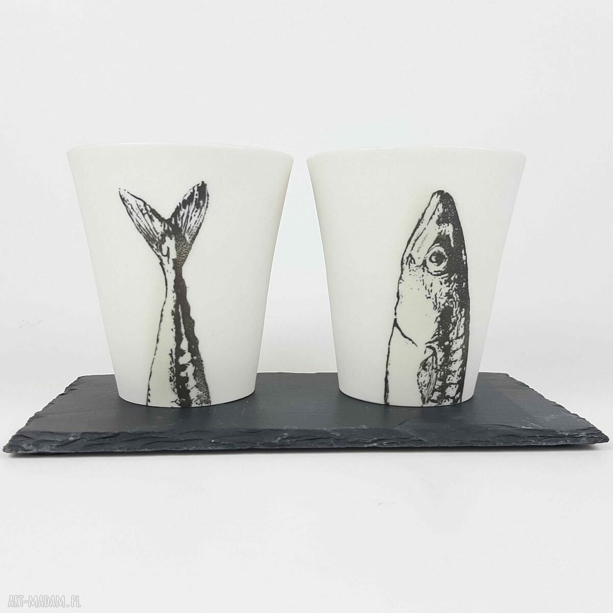 Porcelanowe kubki do herbaty bez ucha - zestaw 2 sztuki