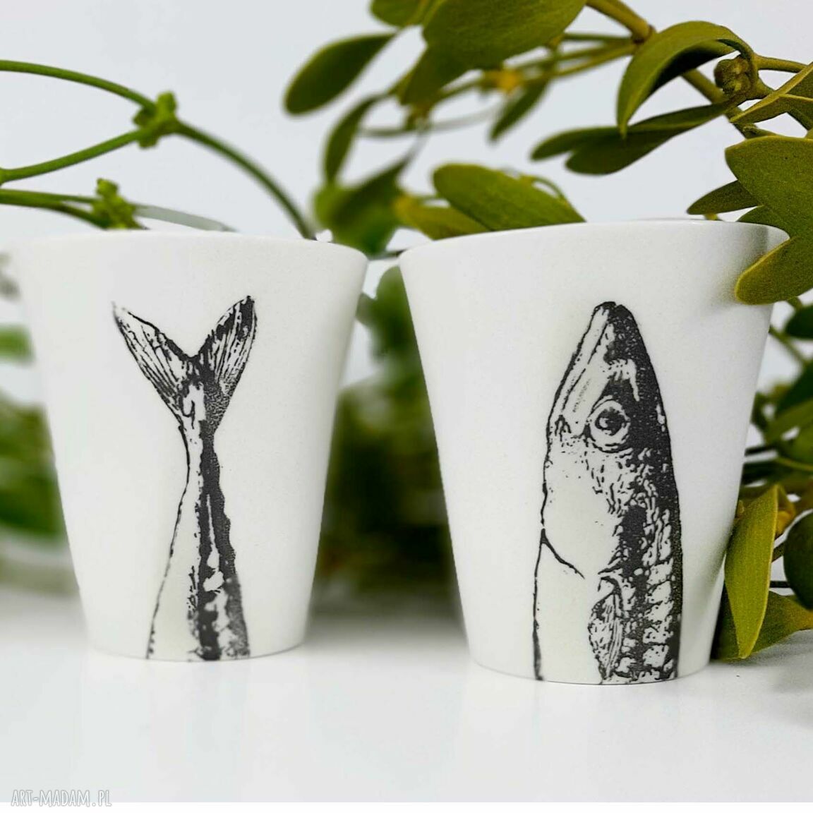 Porcelanowe kubki do herbaty bez ucha - zestaw 2 sztuki