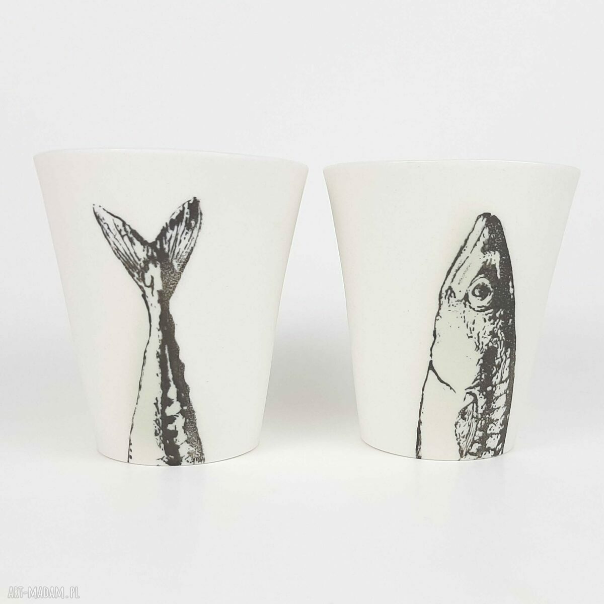 Porcelanowe kubki do herbaty bez ucha - zestaw 2 sztuki
