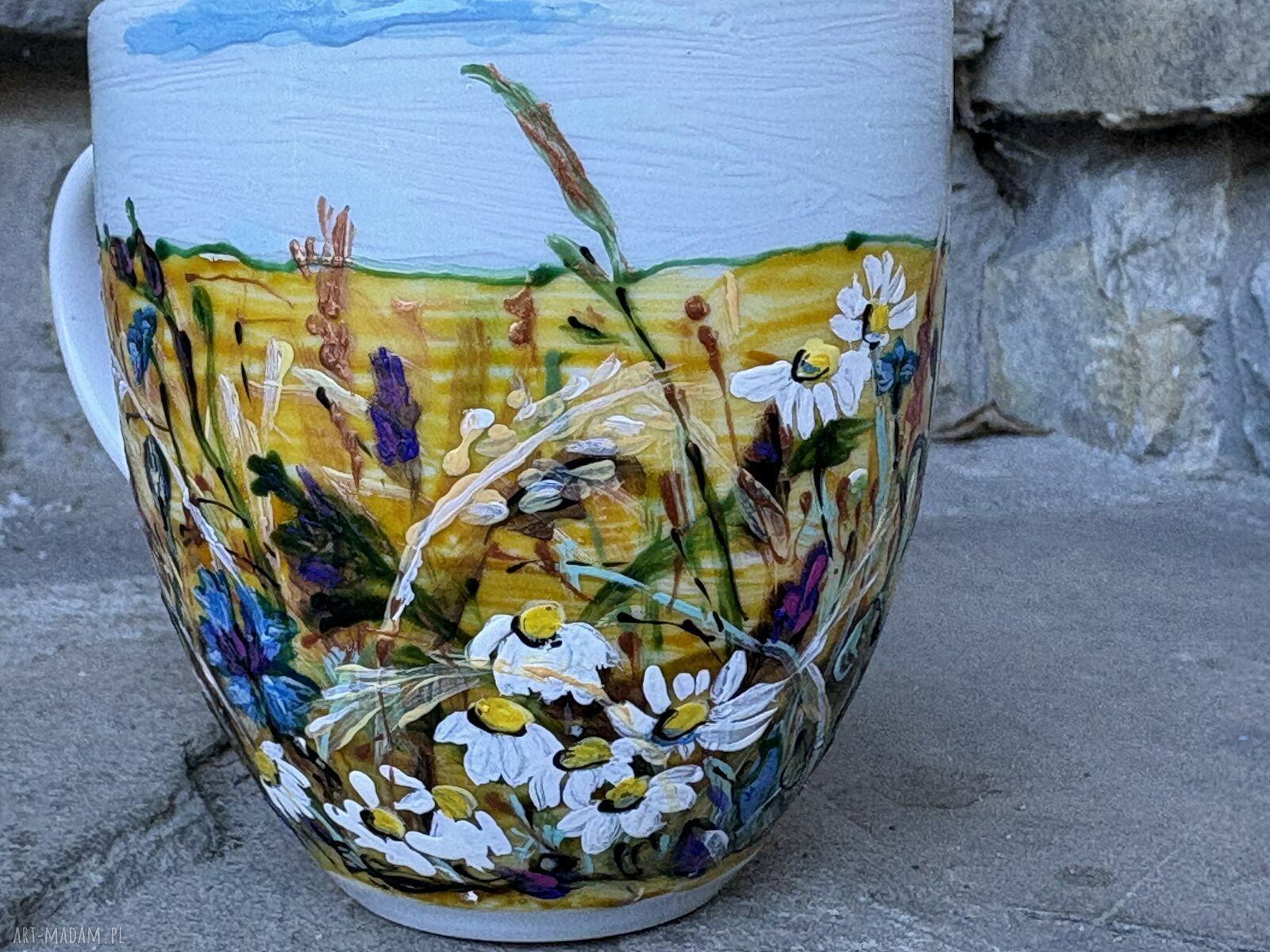 Porcelanowy kubek ręcznie malowany Łąka - 300 ml