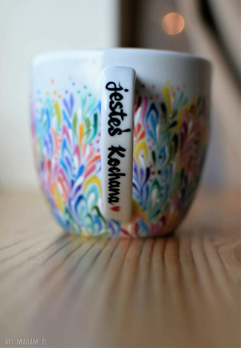 Kubek porcelanowy Multikolor Ręcznie Malowany