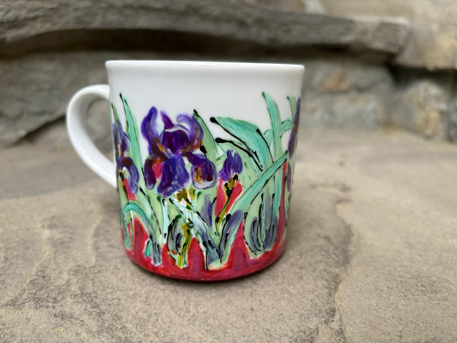 Porcelanowy kubek ręcznie malowany Irysy 250 ml