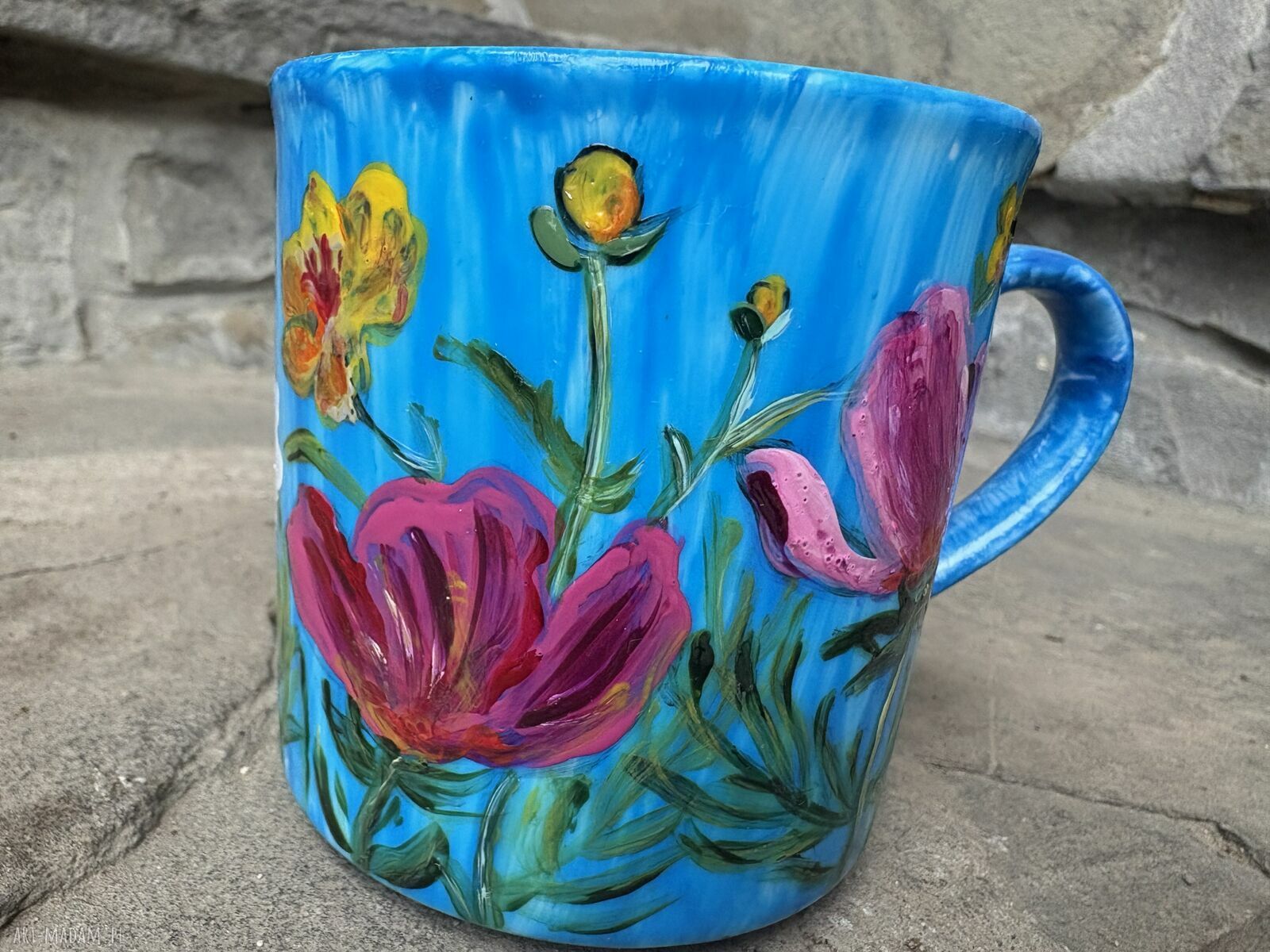 Porcelanowy kubek ręcznie malowany Kwiaty