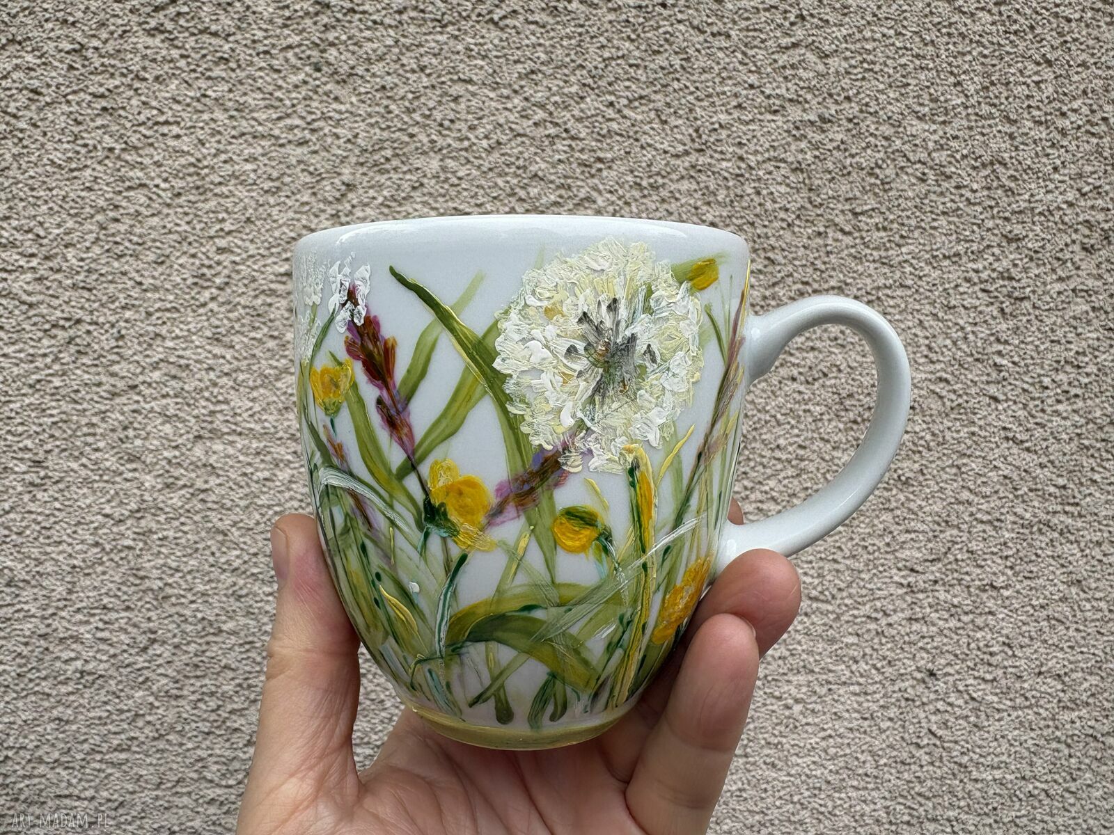 Porcelanowy kubek ręcznie malowany Łąka - 300 ml