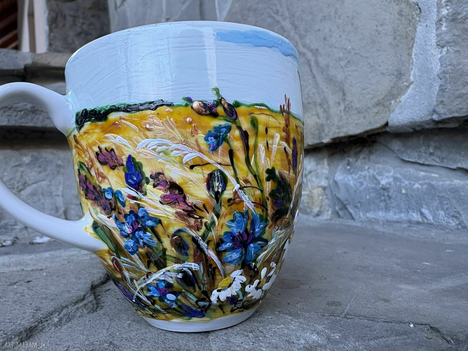 Porcelanowy kubek ręcznie malowany Łąka - 300 ml