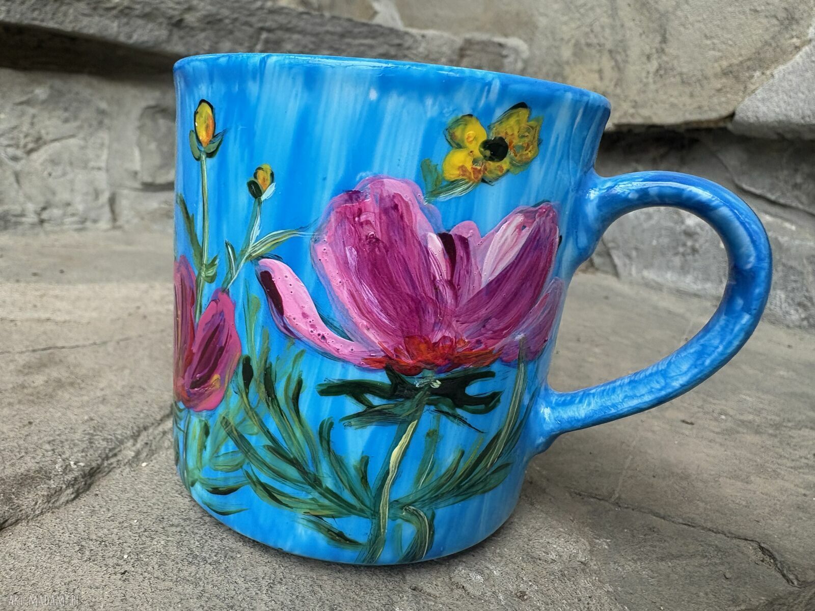 Porcelanowy kubek ręcznie malowany Kwiaty