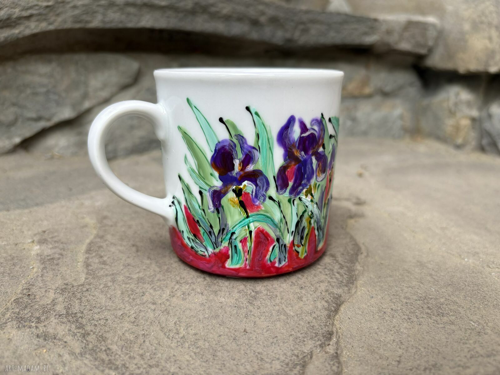 Porcelanowy kubek ręcznie malowany Irysy 250 ml