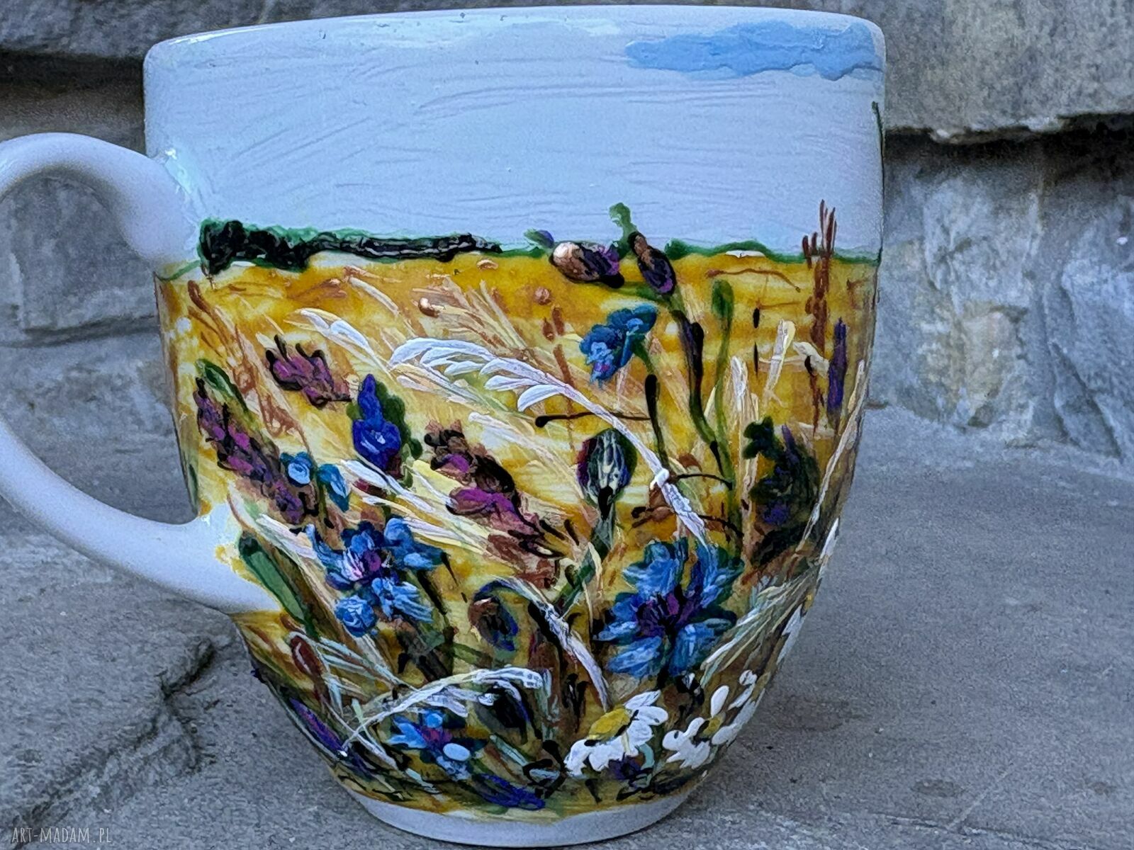 Porcelanowy kubek ręcznie malowany Łąka - 300 ml