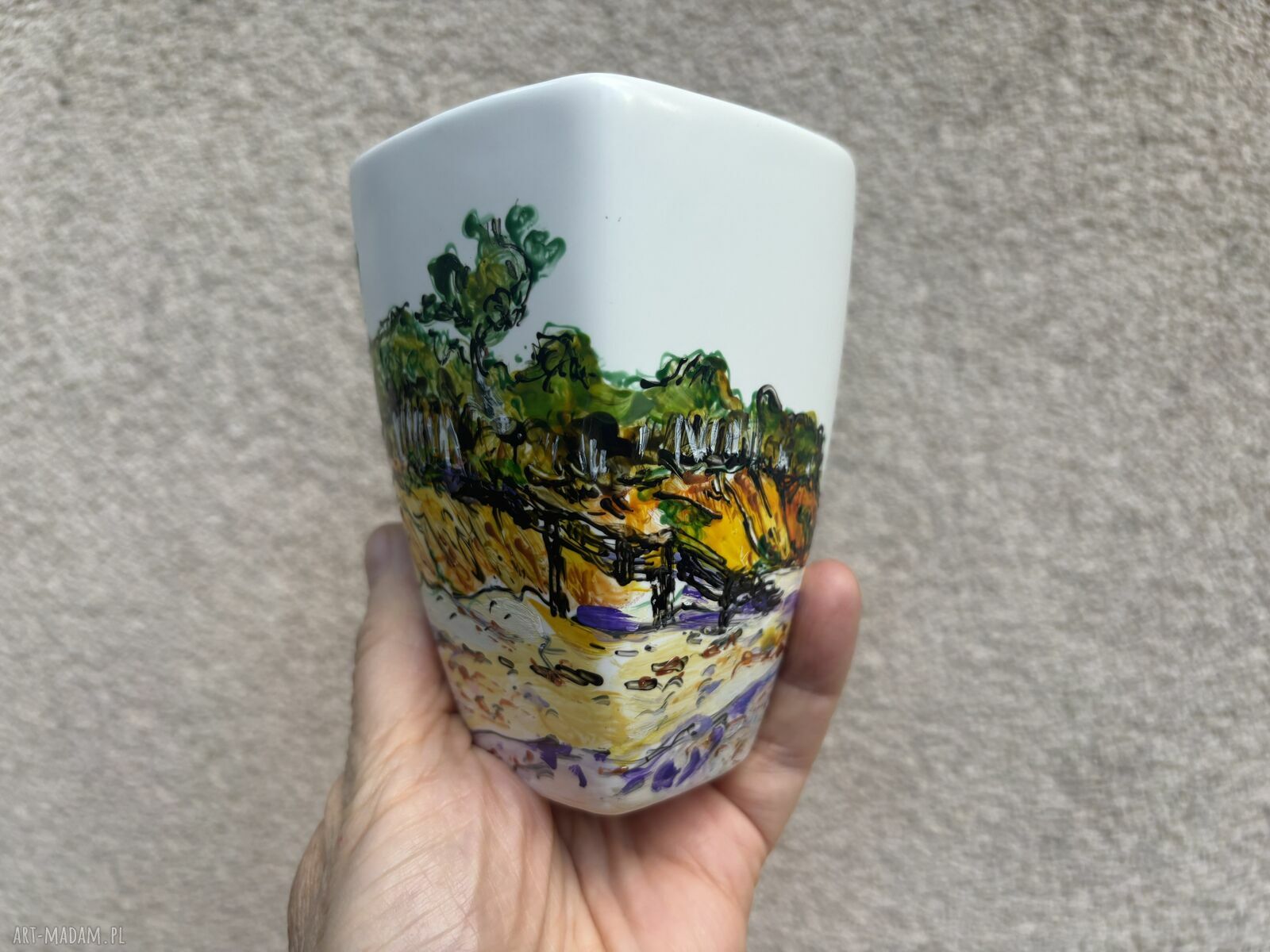 Porcelanowy kubek ręcznie malowany - Nad Bałtykiem (350 ml)