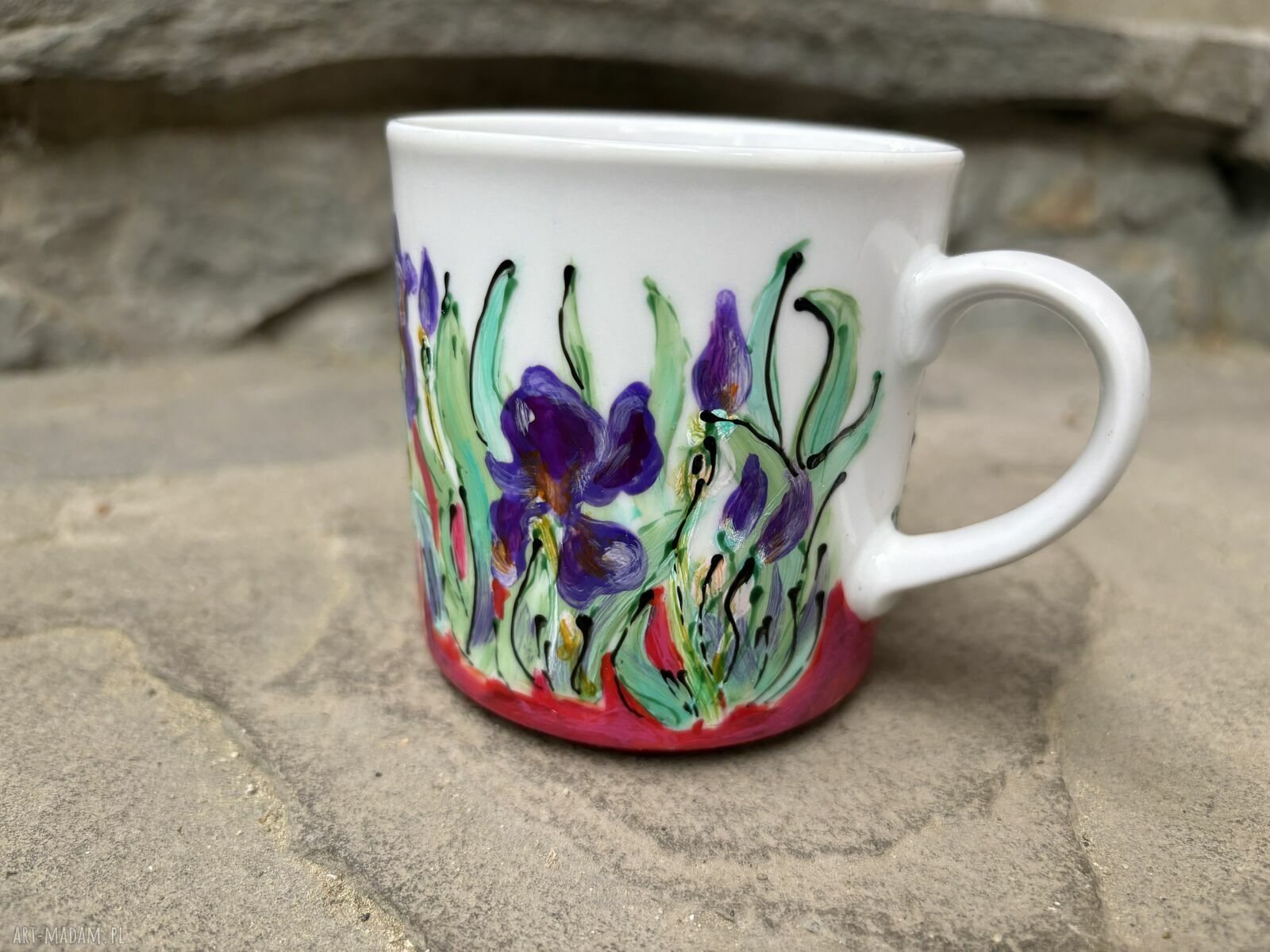 Porcelanowy kubek ręcznie malowany Irysy 250 ml