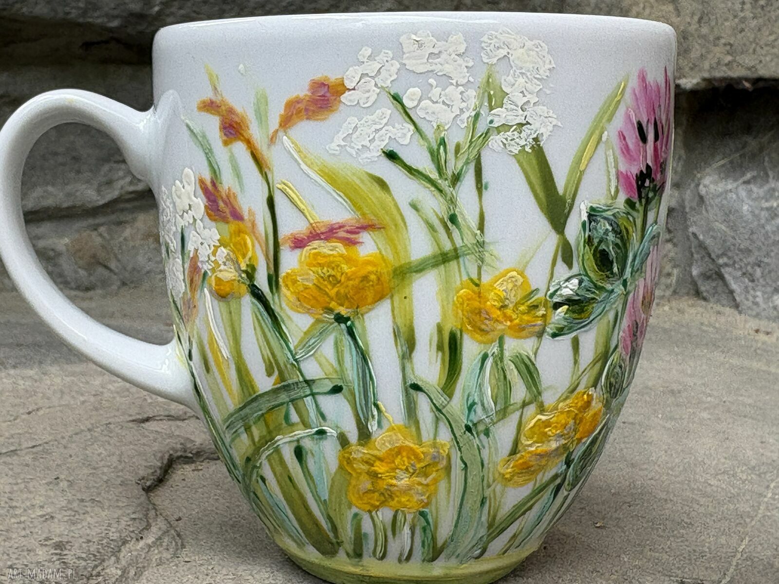Porcelanowy kubek ręcznie malowany Łąka - 300 ml