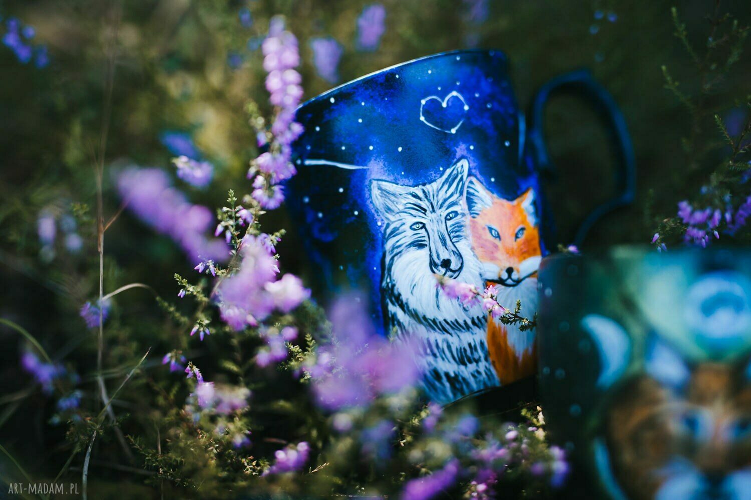 Porcelanowy kubek do kawy Wilk i lis personalizowany