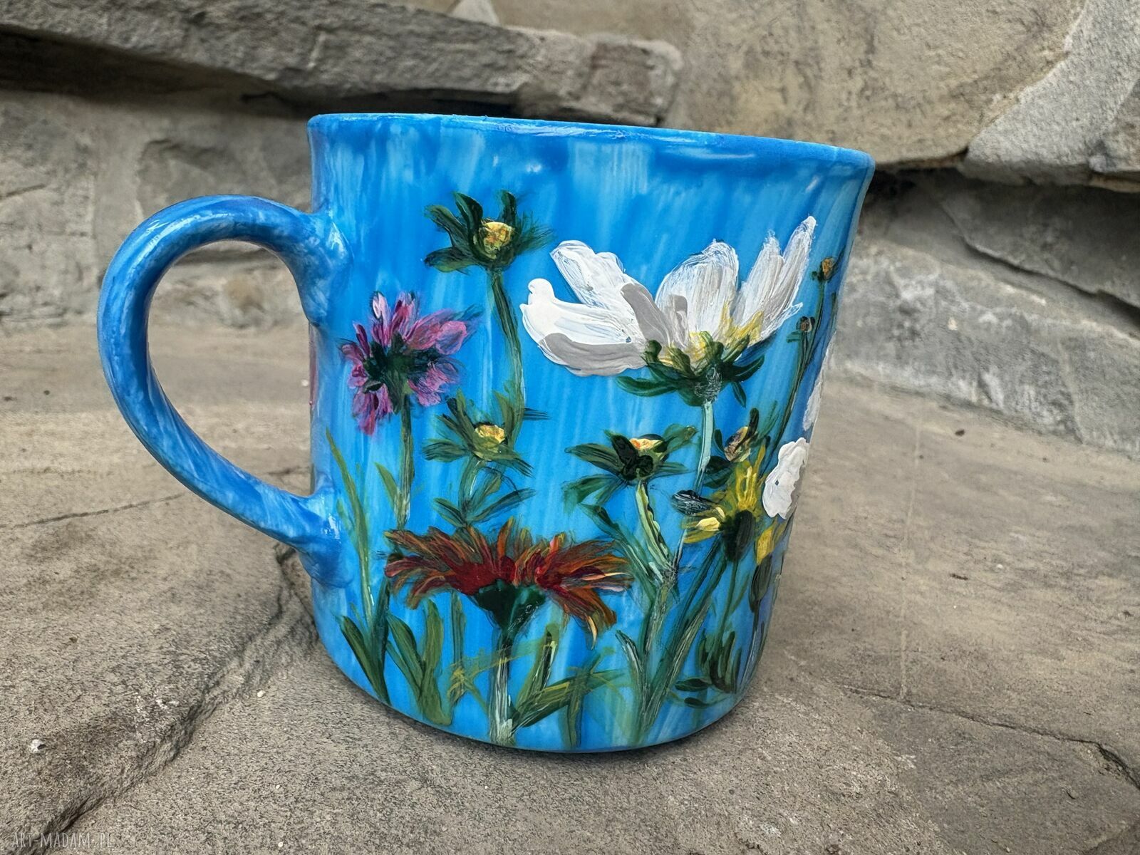 Porcelanowy kubek ręcznie malowany Kwiaty