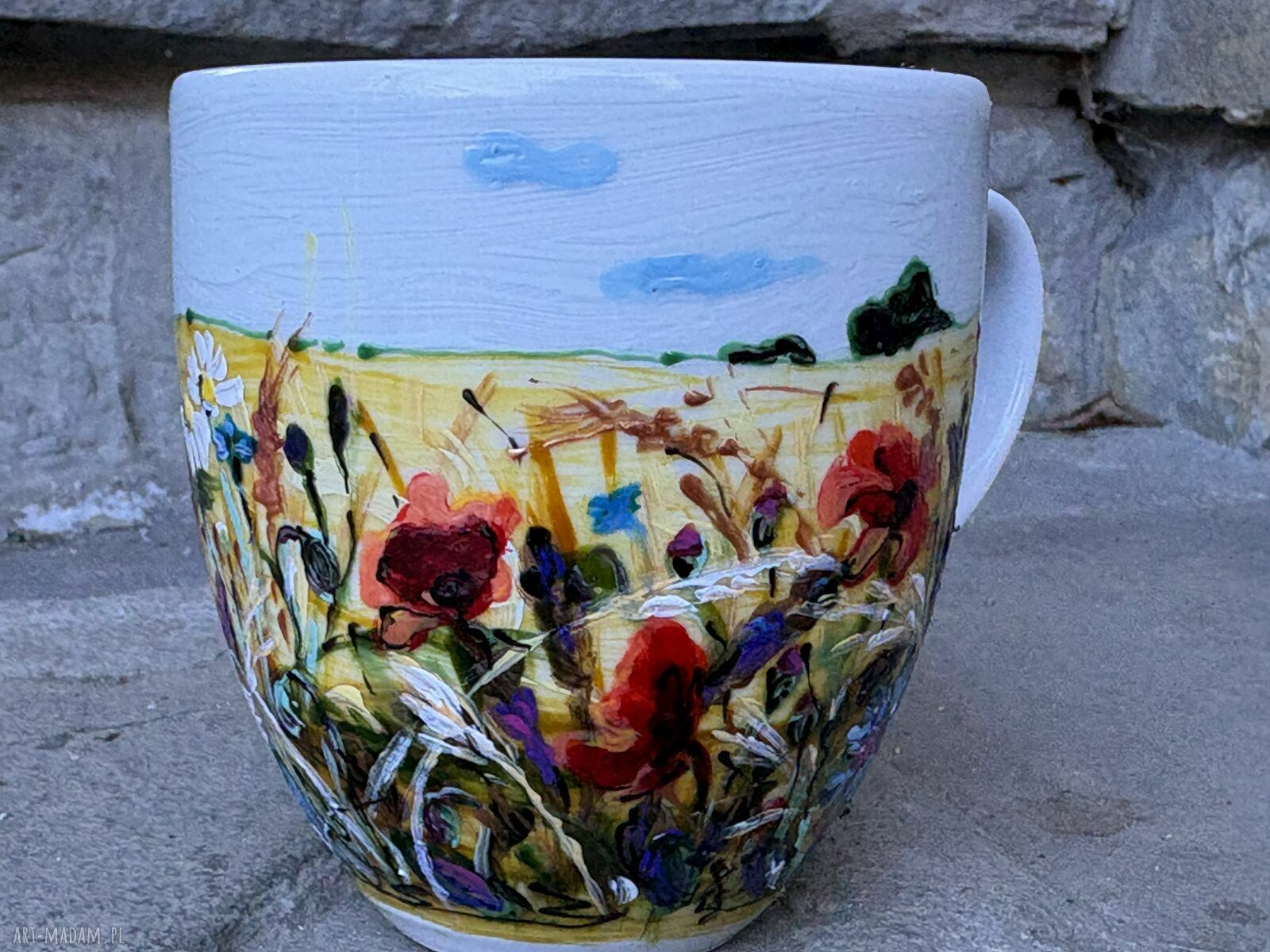 Porcelanowy kubek ręcznie malowany Łąka - 300 ml