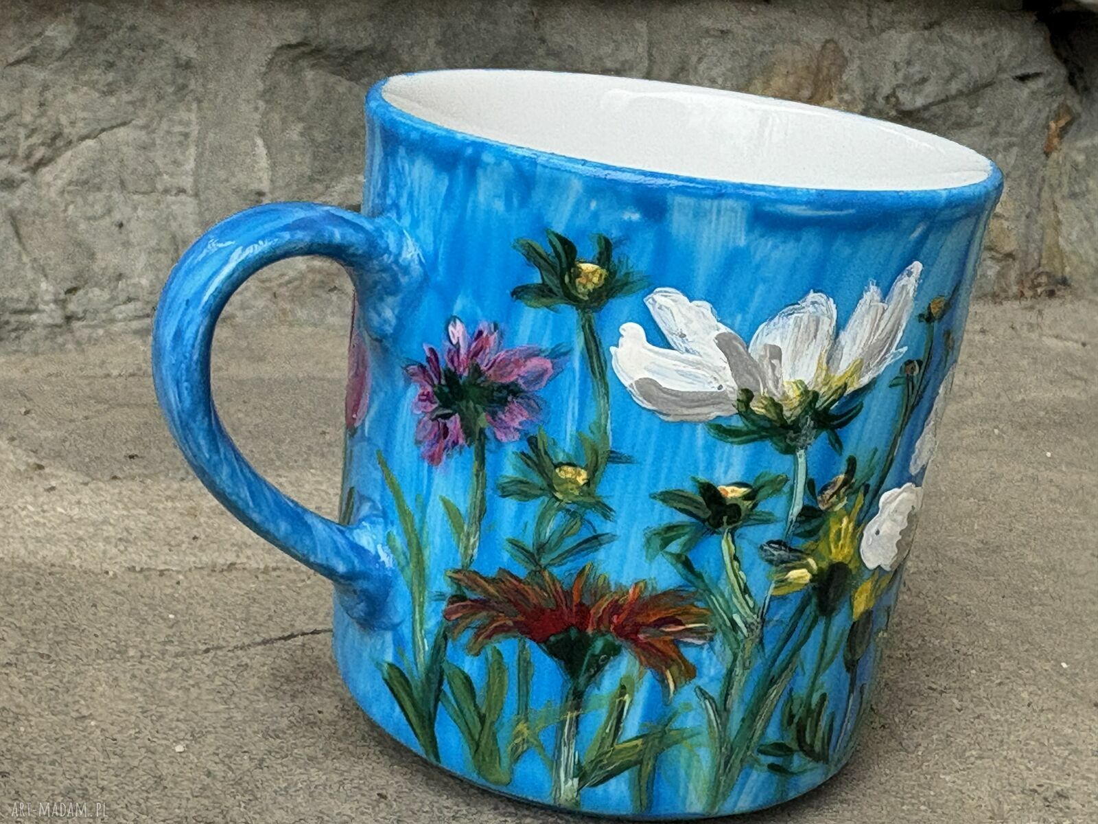 Porcelanowy kubek ręcznie malowany Kwiaty