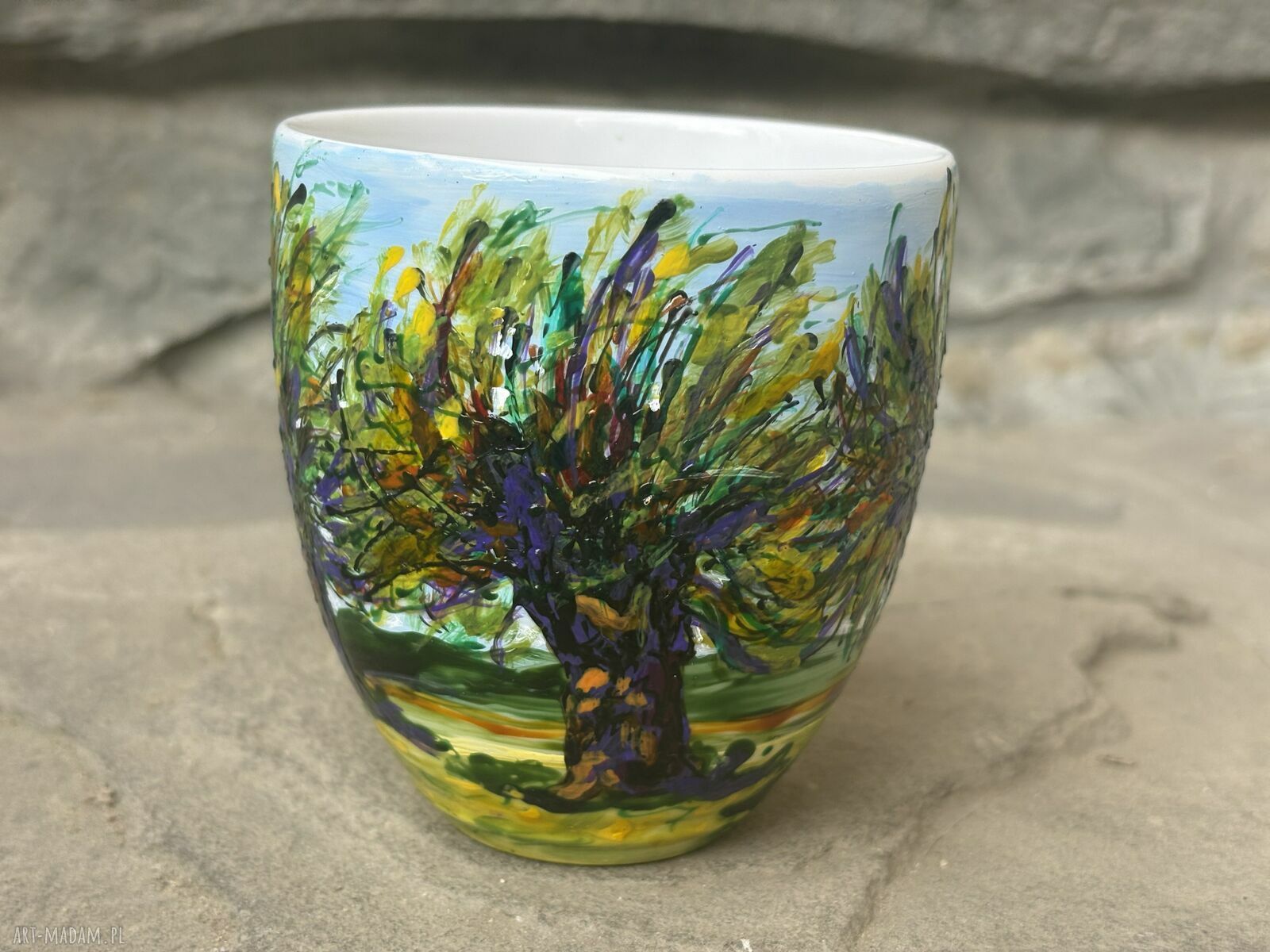 Porcelanowy kubek ręcznie malowany Wierzby (300 ml)