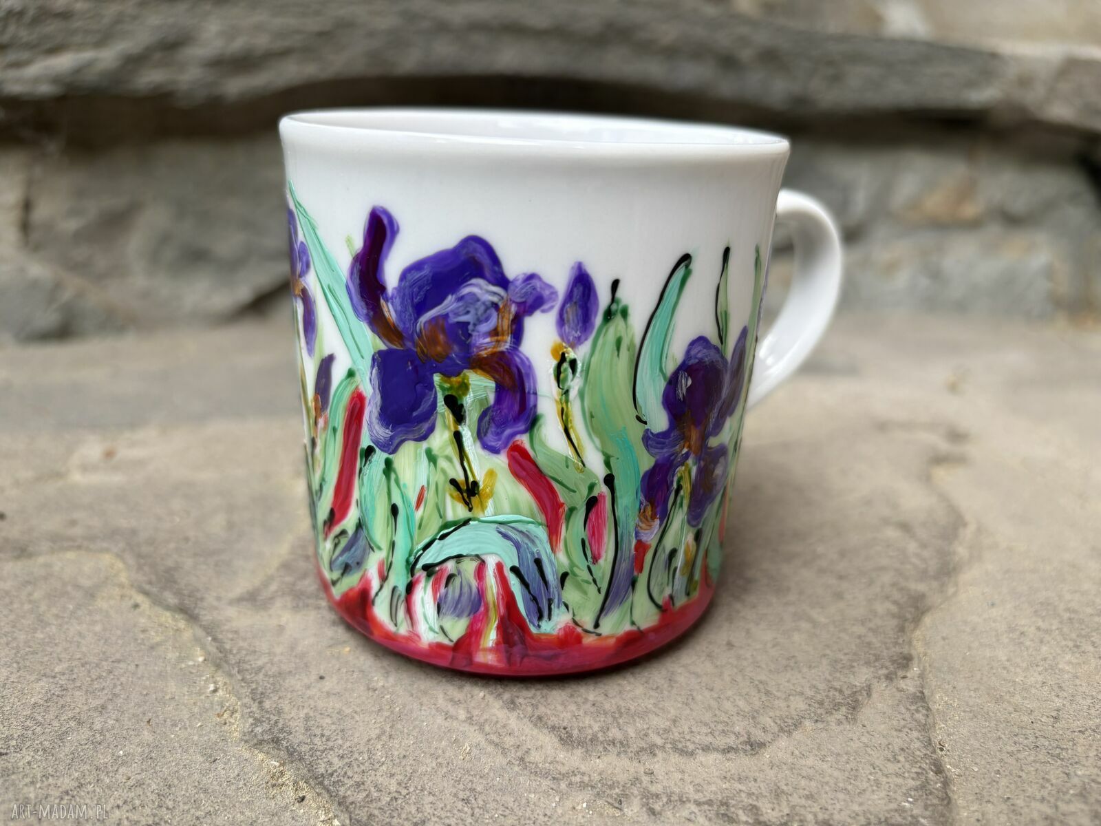 Porcelanowy kubek ręcznie malowany Irysy 250 ml