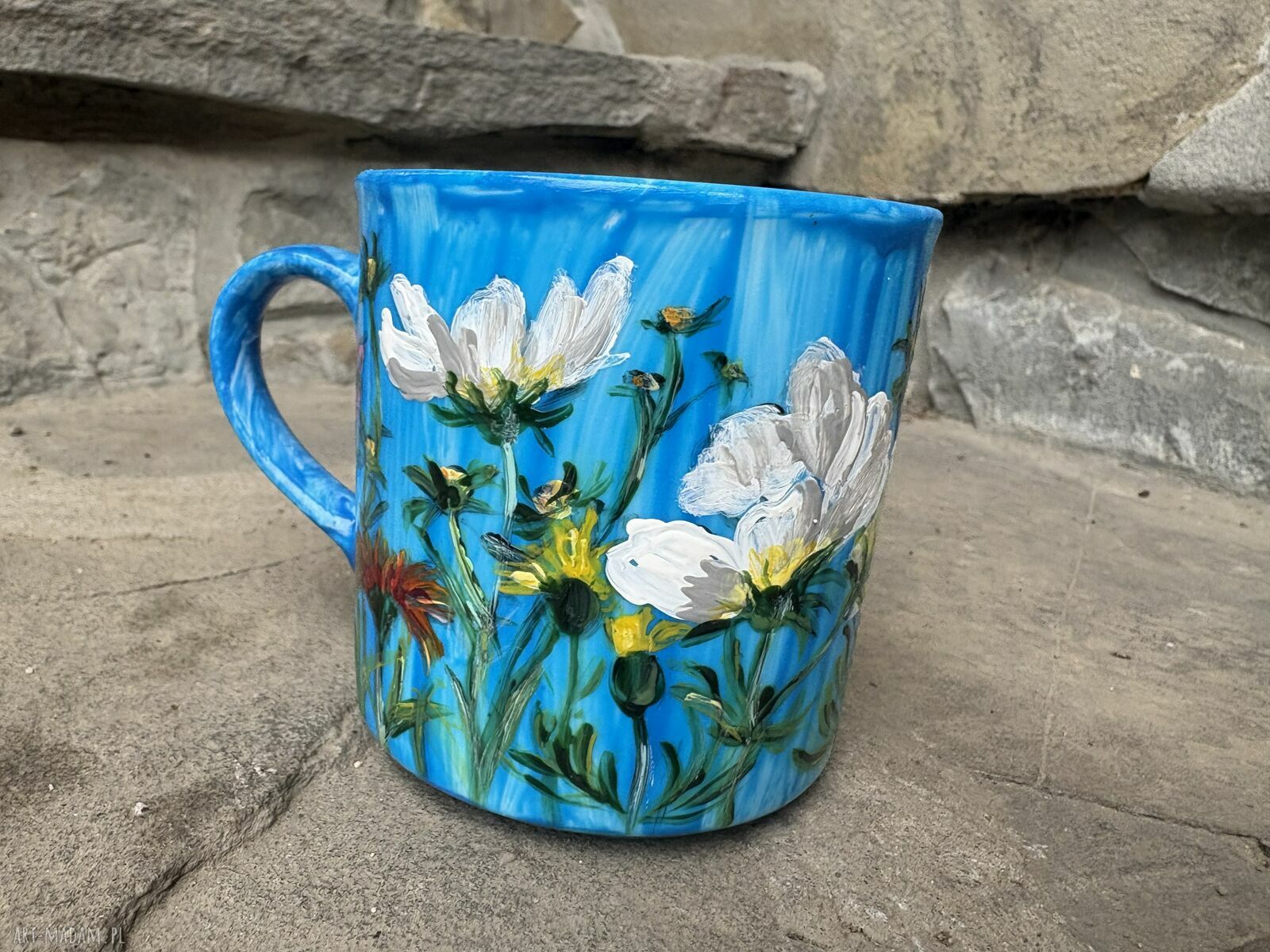 Porcelanowy kubek ręcznie malowany Kwiaty